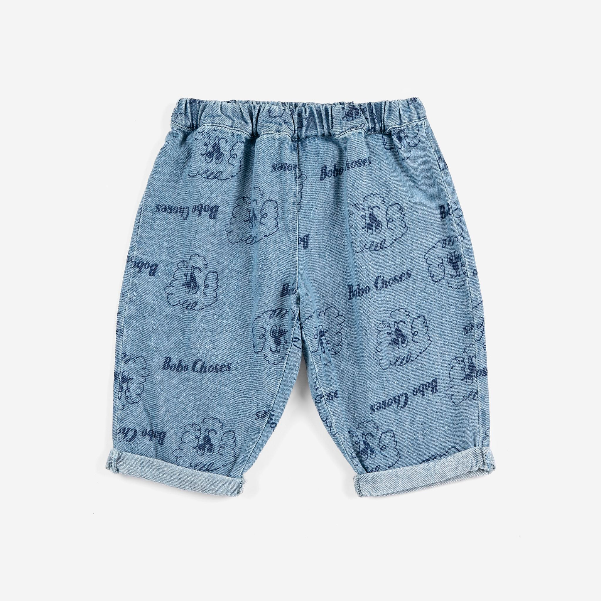 Bobo Choses-Baby Pickles The Dog All Over Denim Pants Prussian Blue