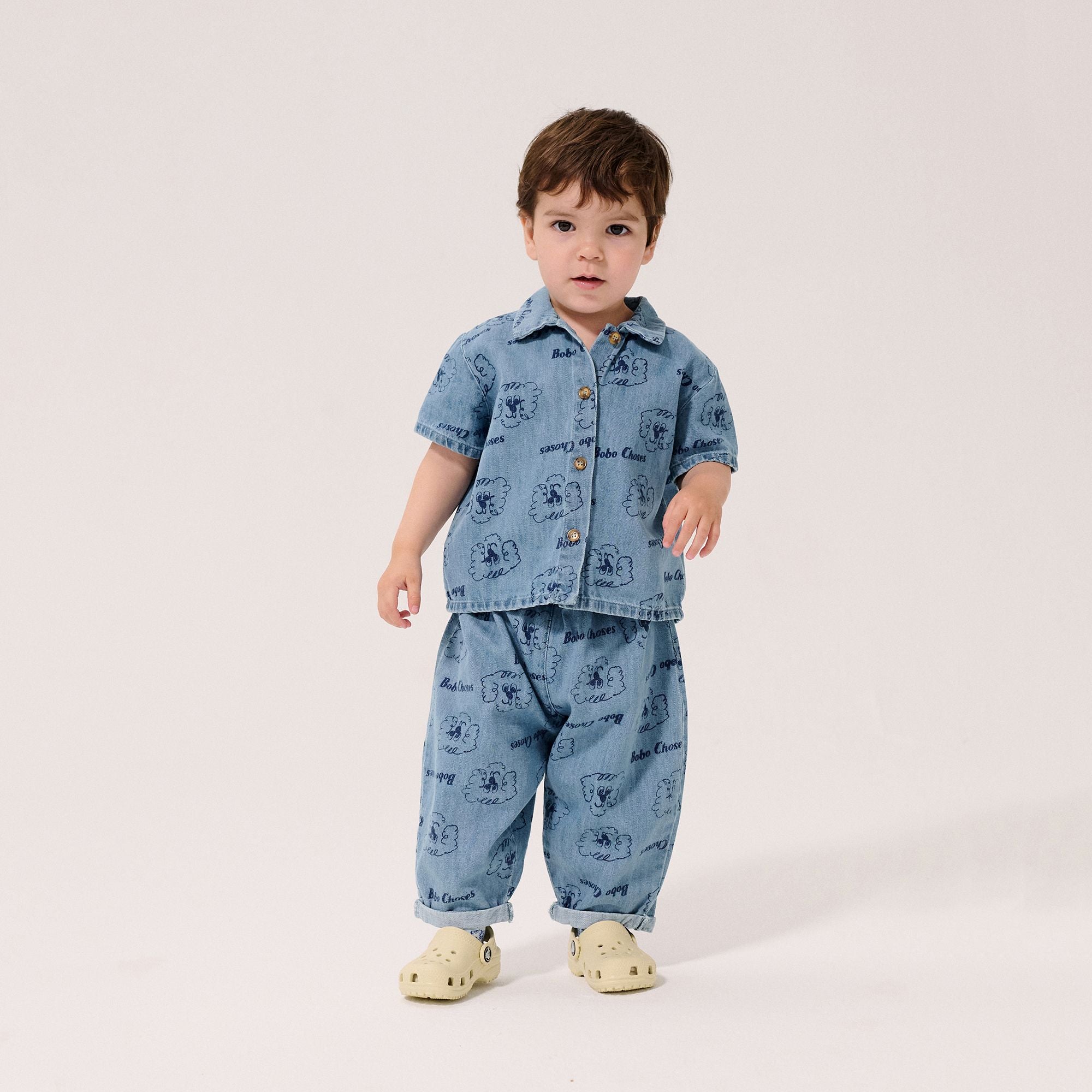 Bobo Choses-Baby Pickles The Dog All Over Denim Pants Prussian Blue