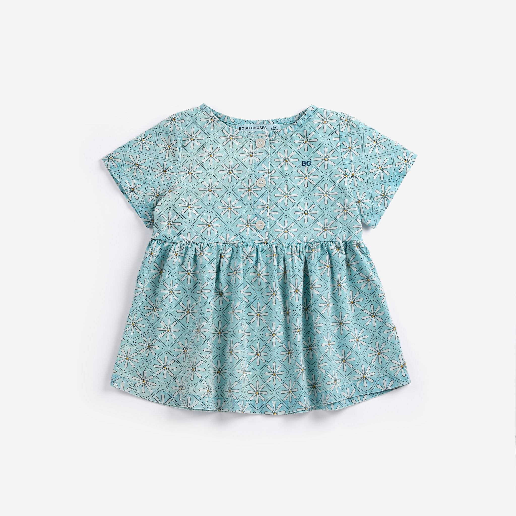 Bobo Choses-Baby Daisy Mosaic All Over Woven Dress Light Blue