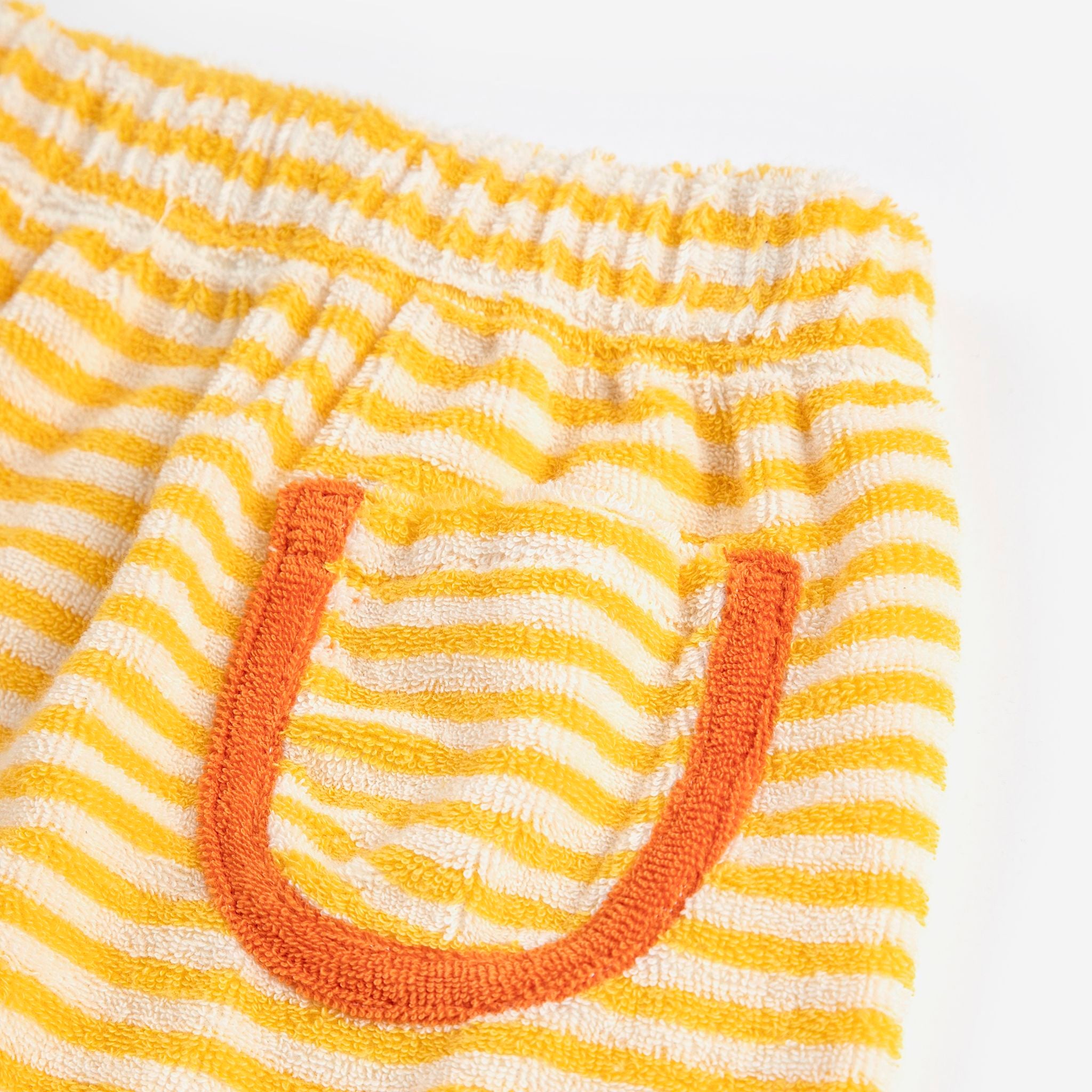 Bobo Choses-Newborn Yellow Stripes Terry Cloth Harem Pants Yellow