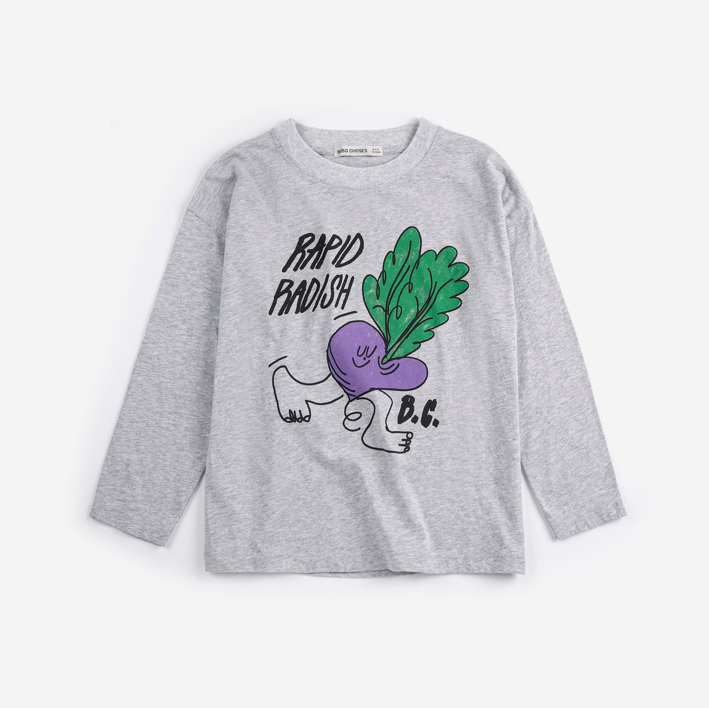 Bobo Choses-Kid Rapid Radish Long Sleeve T-Shirt Heather Grey