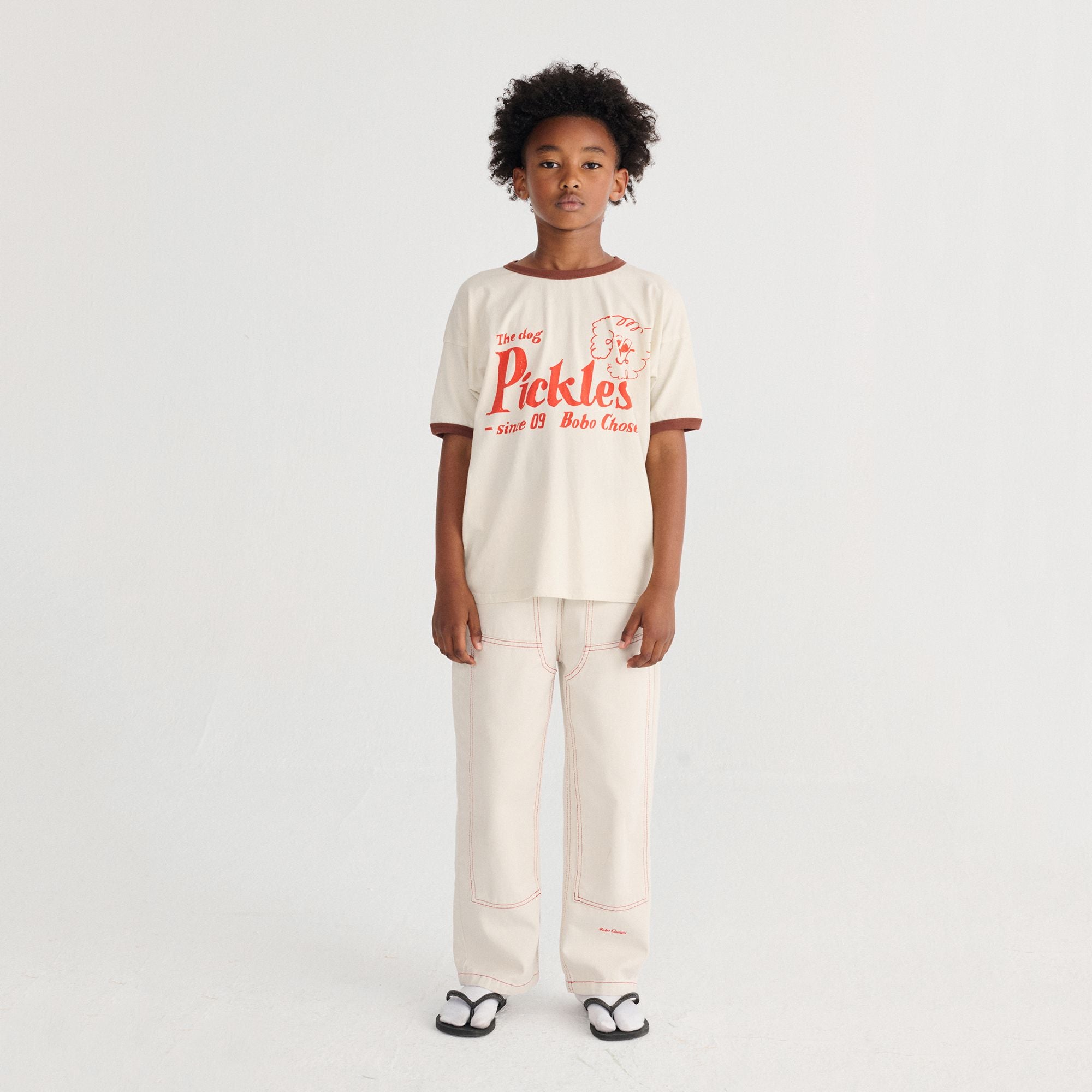 Bobo Choses-Kid Pickles The Dog T-Shirt Offwhite