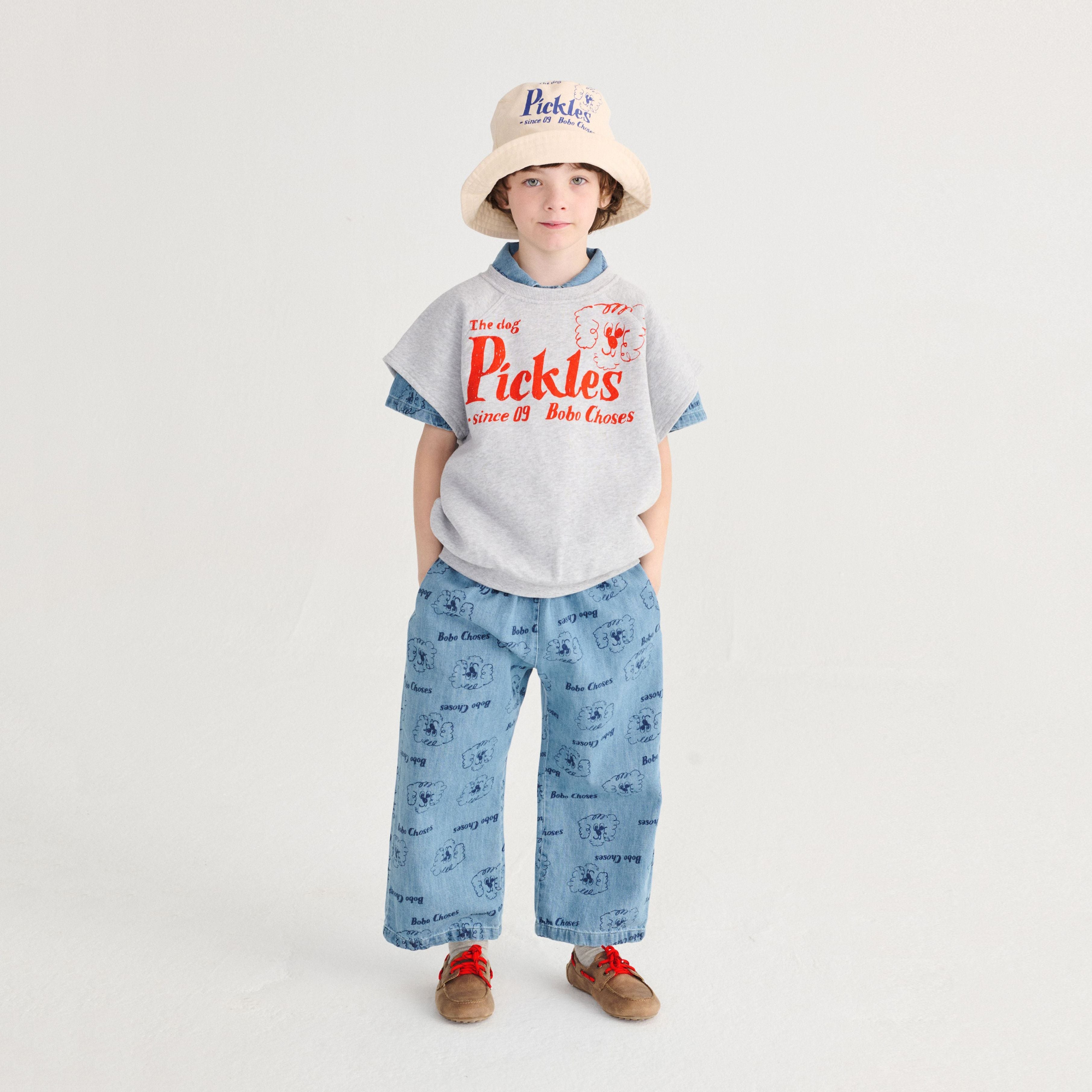 Bobo Choses-Kid Pickles The Dog All Over Light Denim Pants Prussian Blue