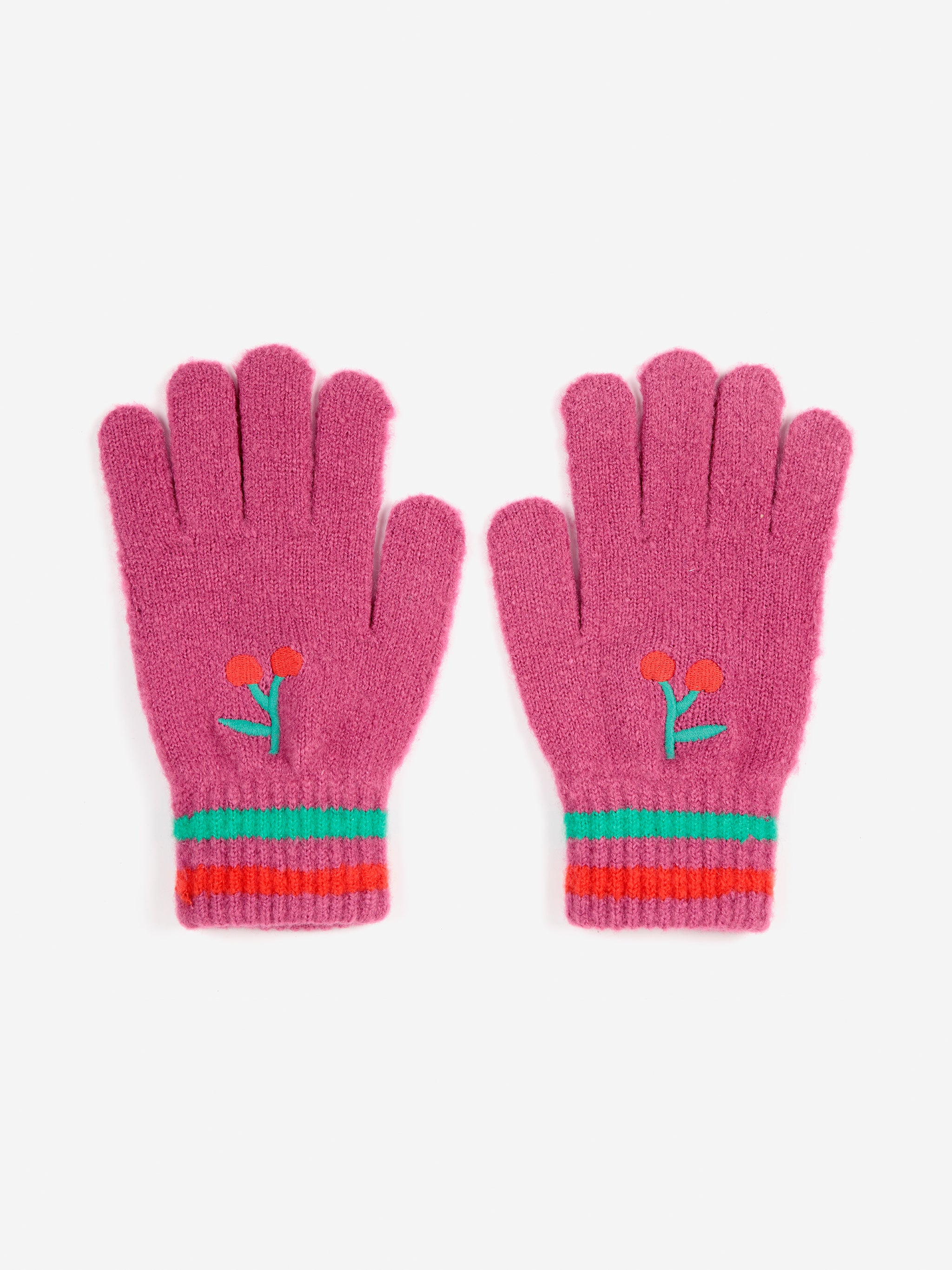 Cherry knitted gloves