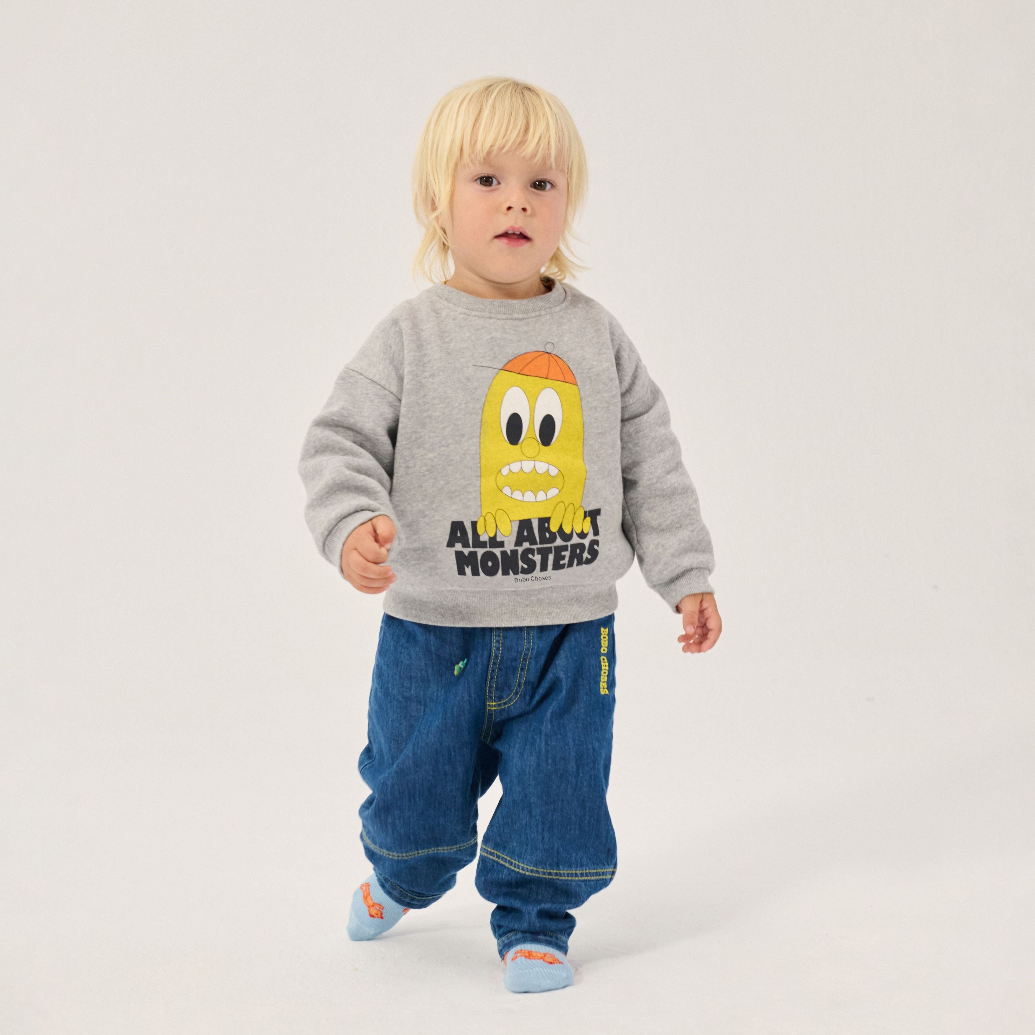 Bobo Choses-Baby Bigtooth Lemon Sweatshirt Light Heather Grey