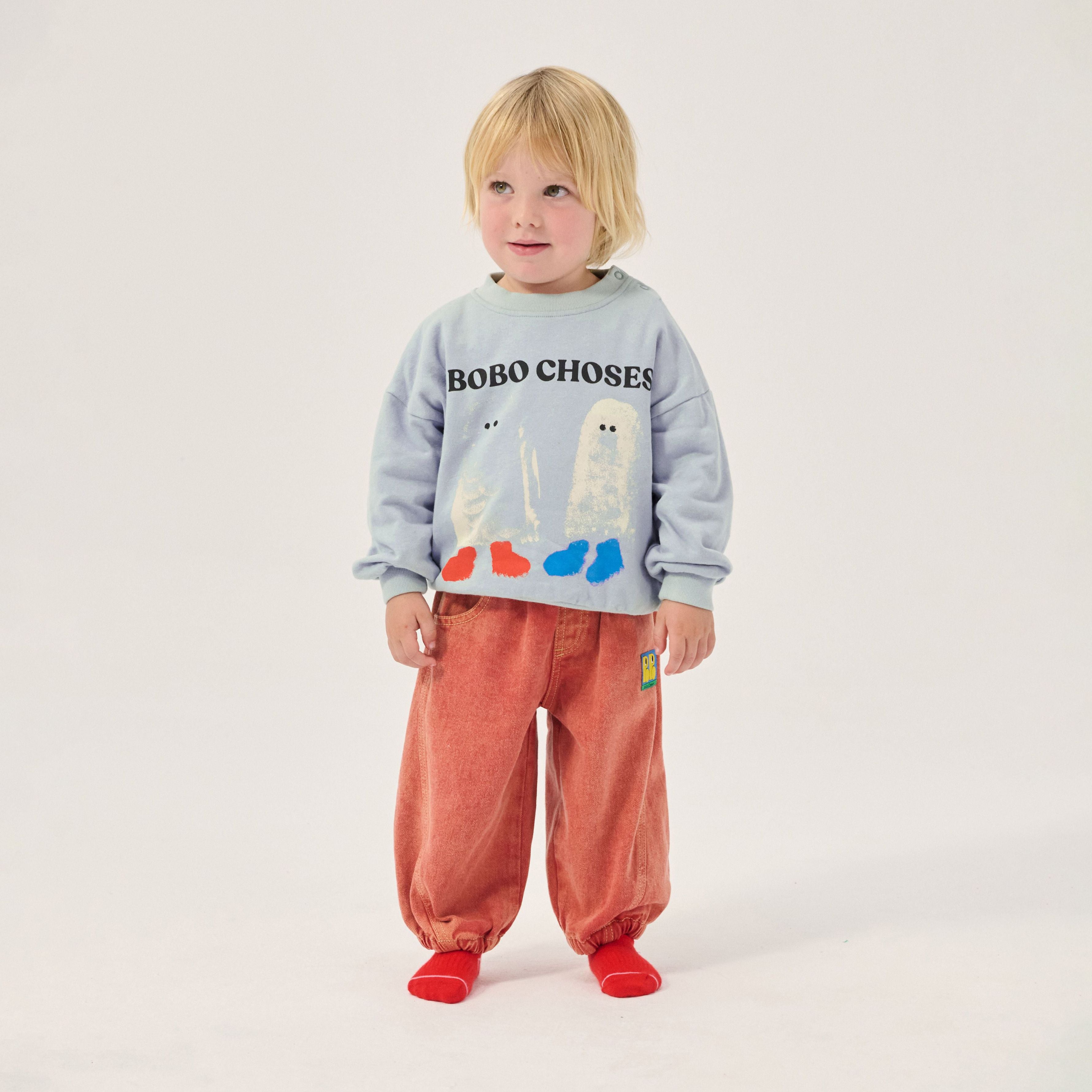 Bobo Choses-Baby Booty Ghosts Sweatshirt Light Blue