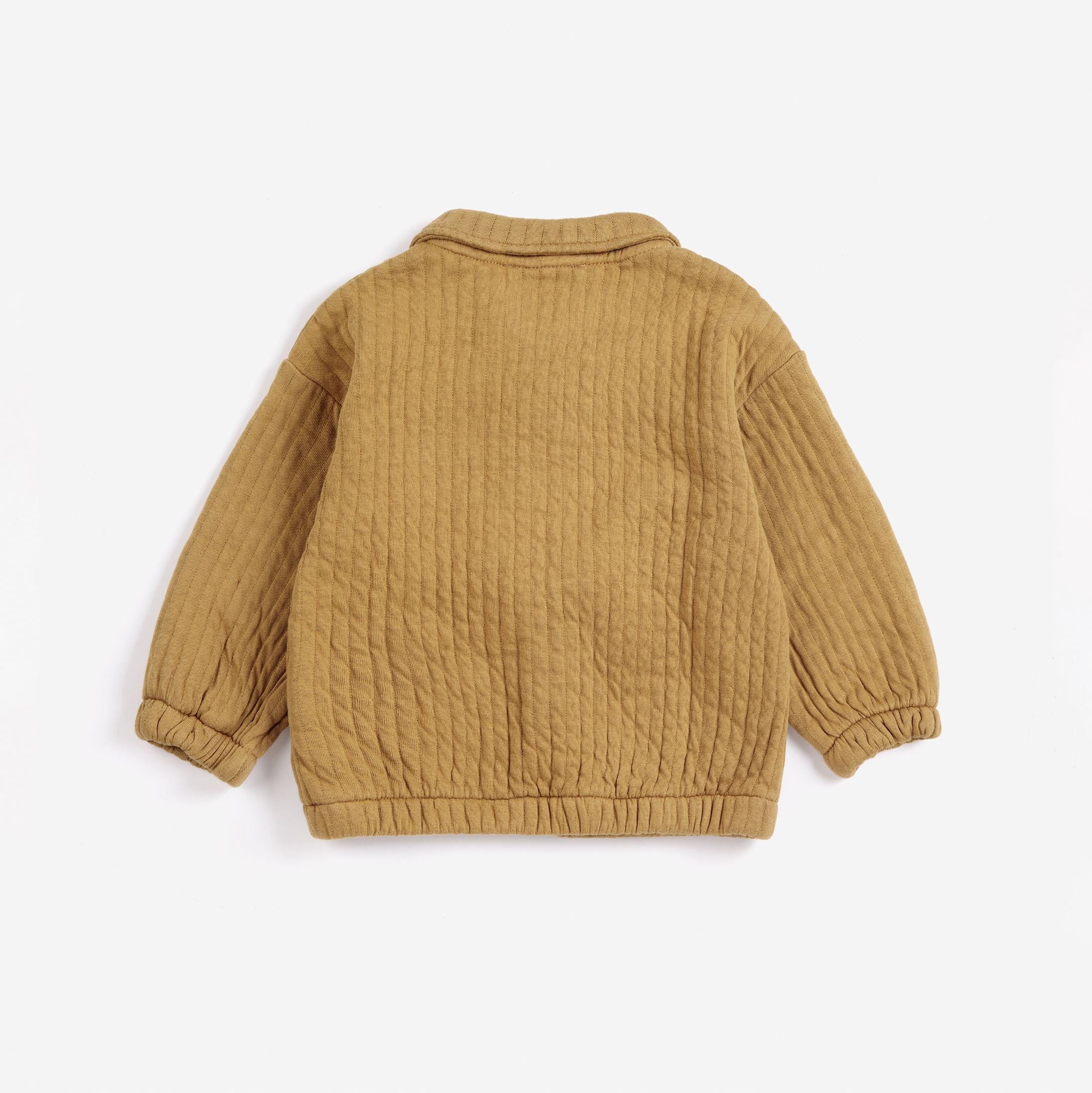 Bobo Choses-Baby Booo Bo Choses Tag Quilted Zipped Sweatshirt Khaki