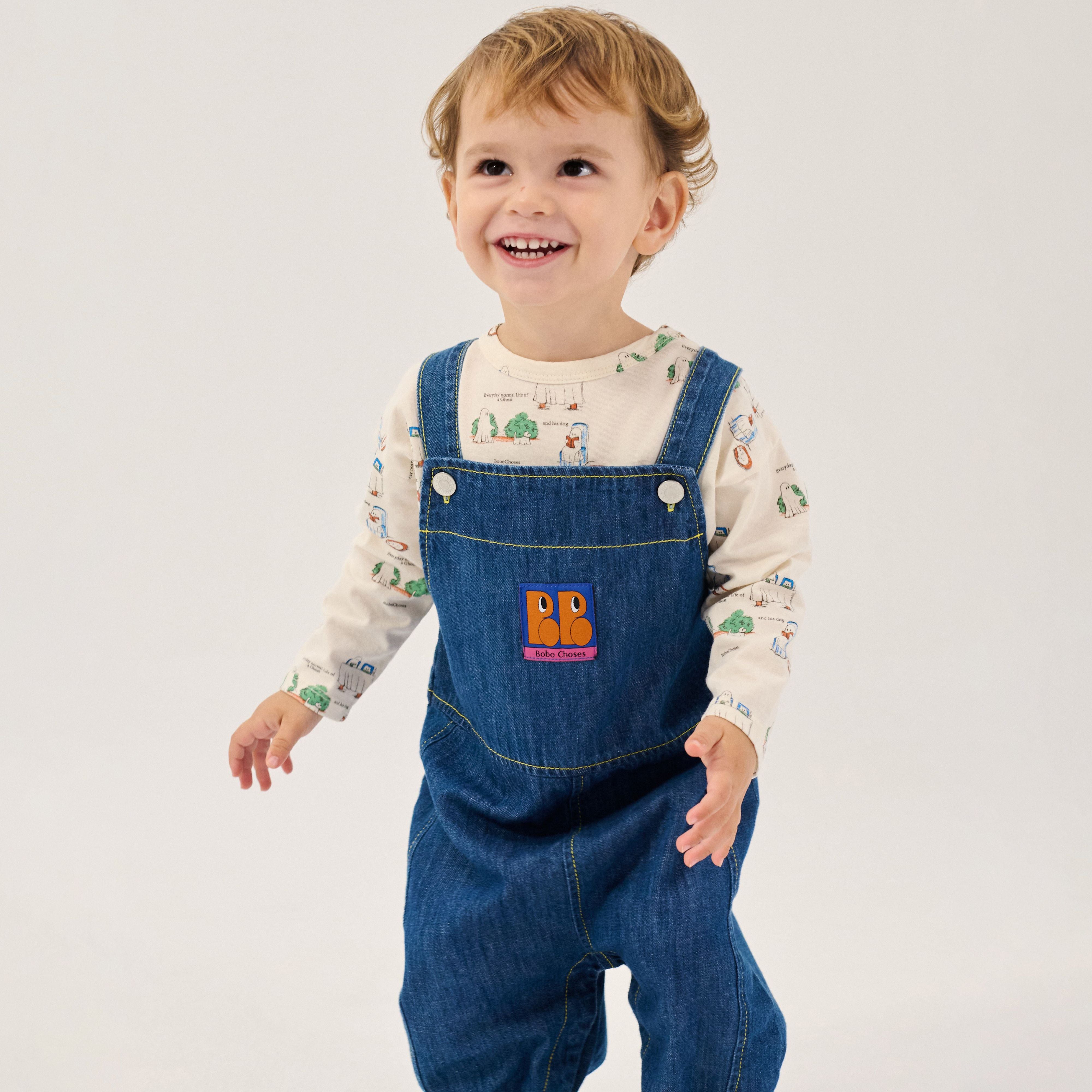 Bobo Choses-Baby Booo Bo Choses Tag Denim Overall Midnight Blue