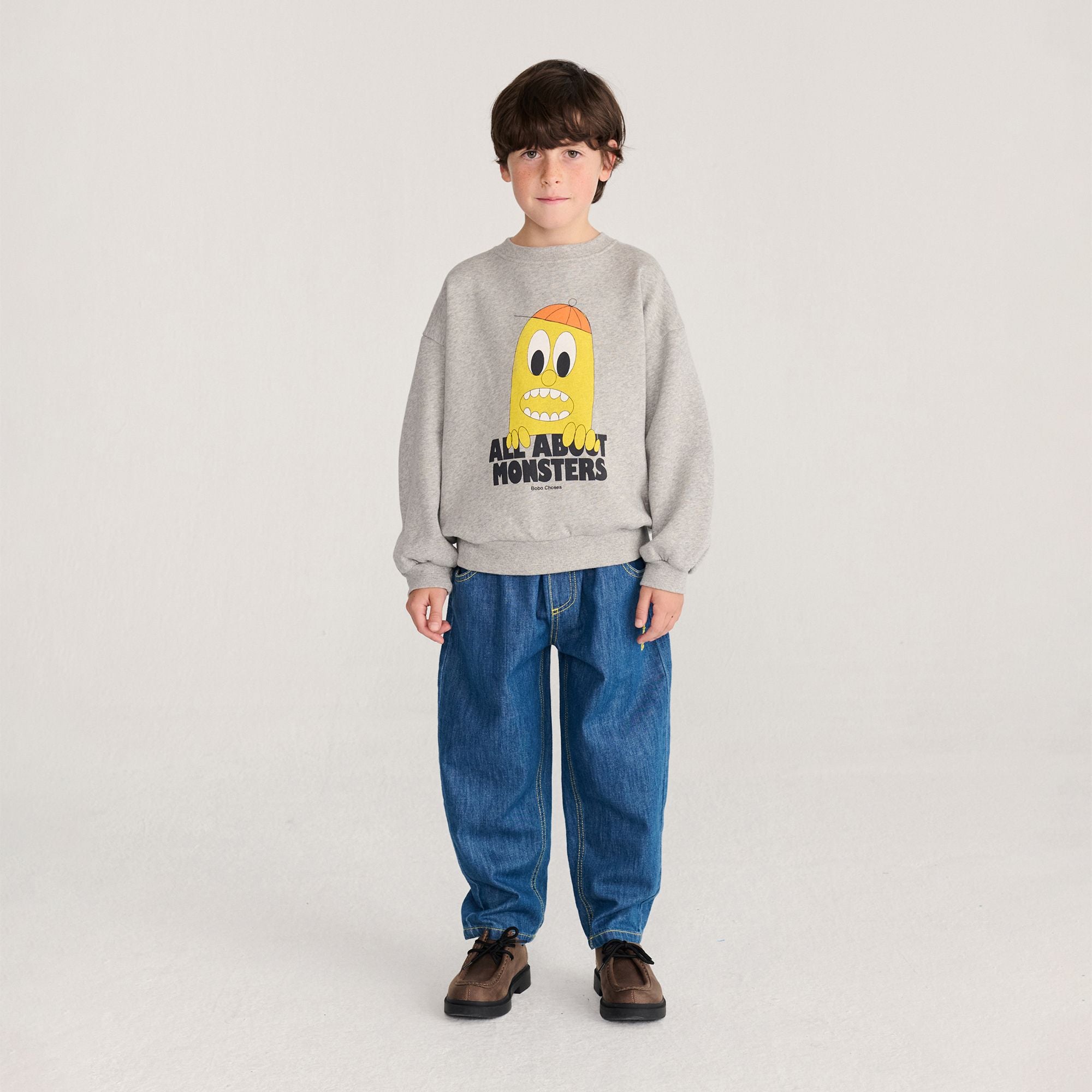 Bobo Choses-Kids Bigtooth Lemon Sweatshirt Light Heather Grey