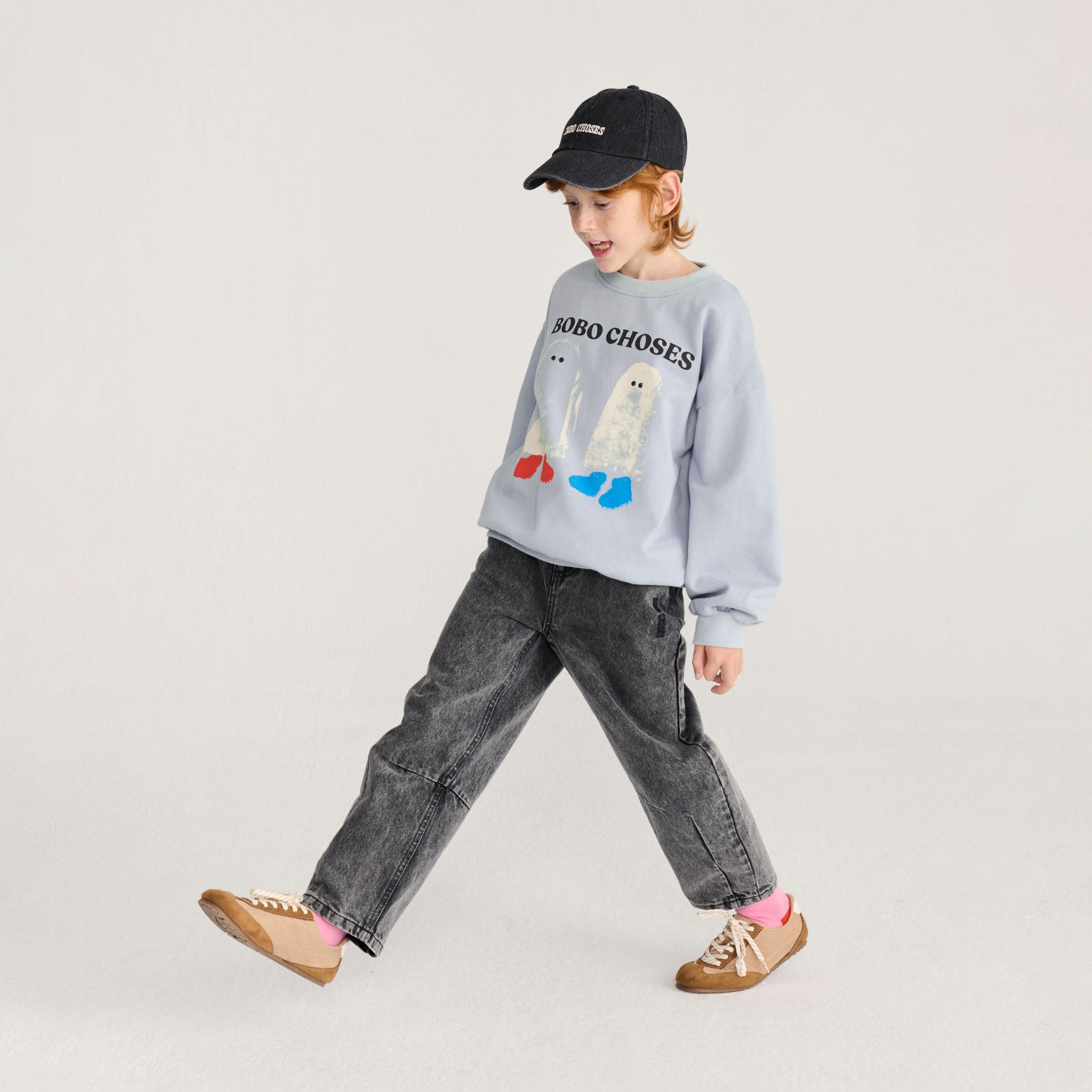 Bobo Choses-Kids Booty Ghosts Sweatshirt Light Blue