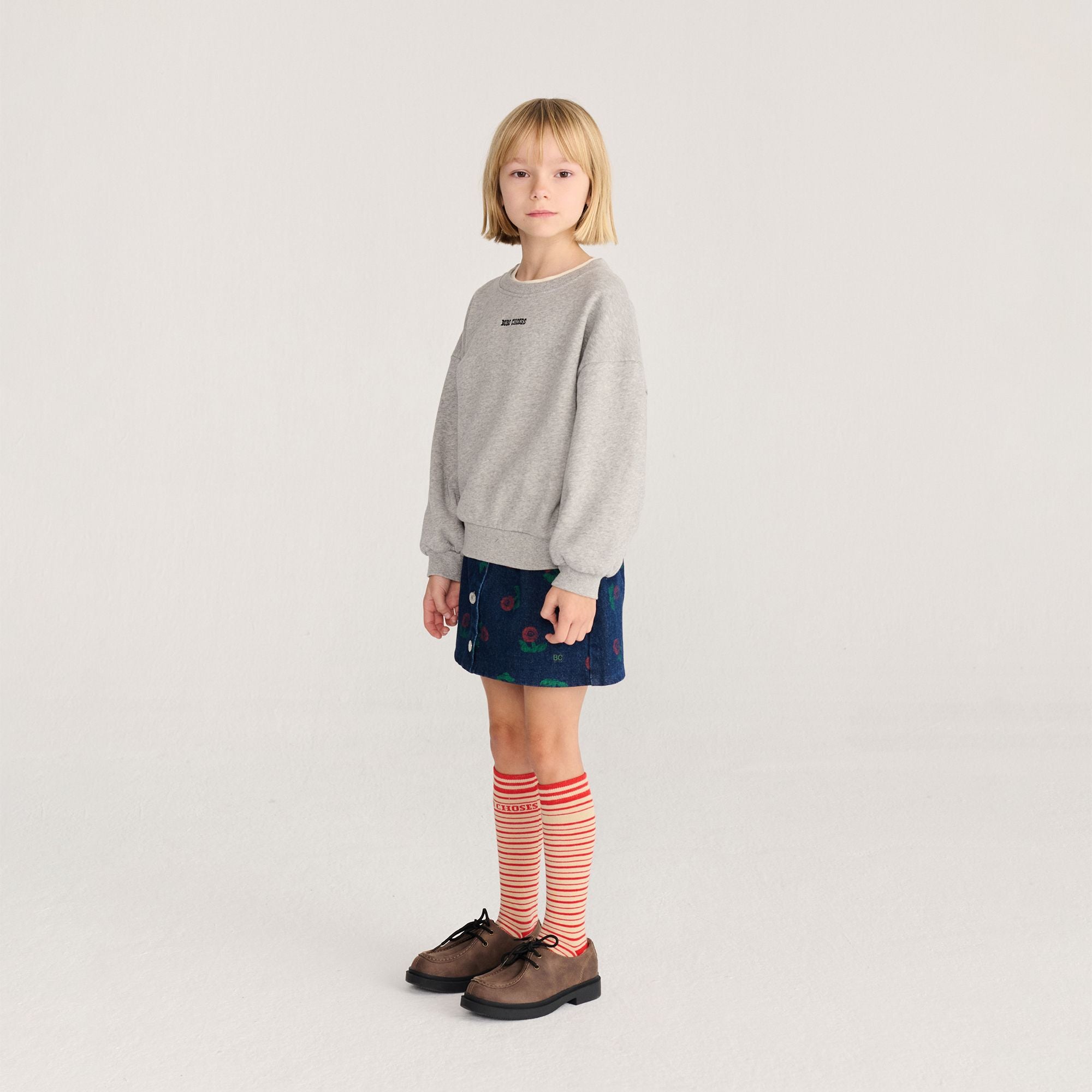 Bobo Choses-Kids Mush Monster Duo Sweatshirt Light Heather Grey