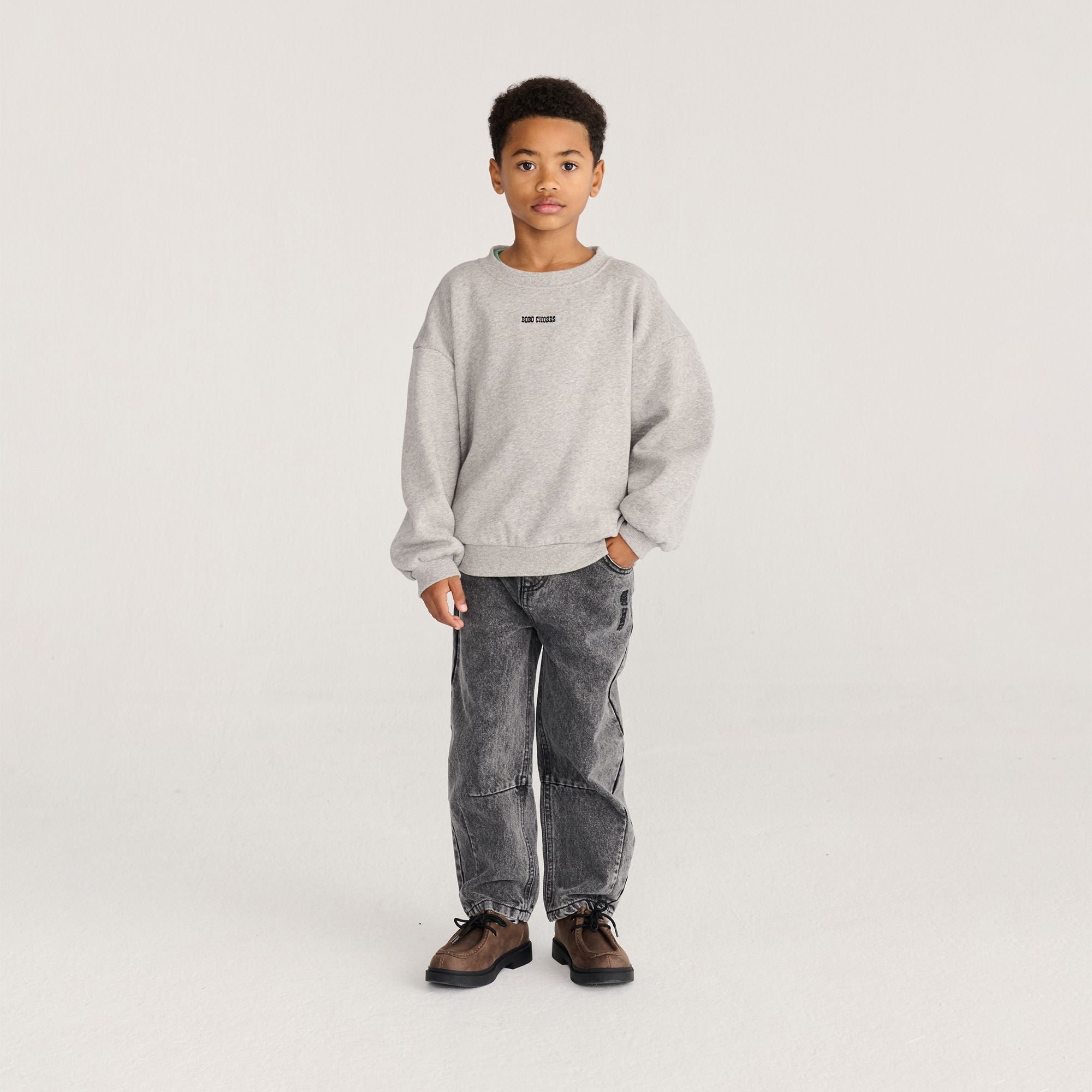 Bobo Choses-Kids Mush Monster Duo Sweatshirt Light Heather Grey