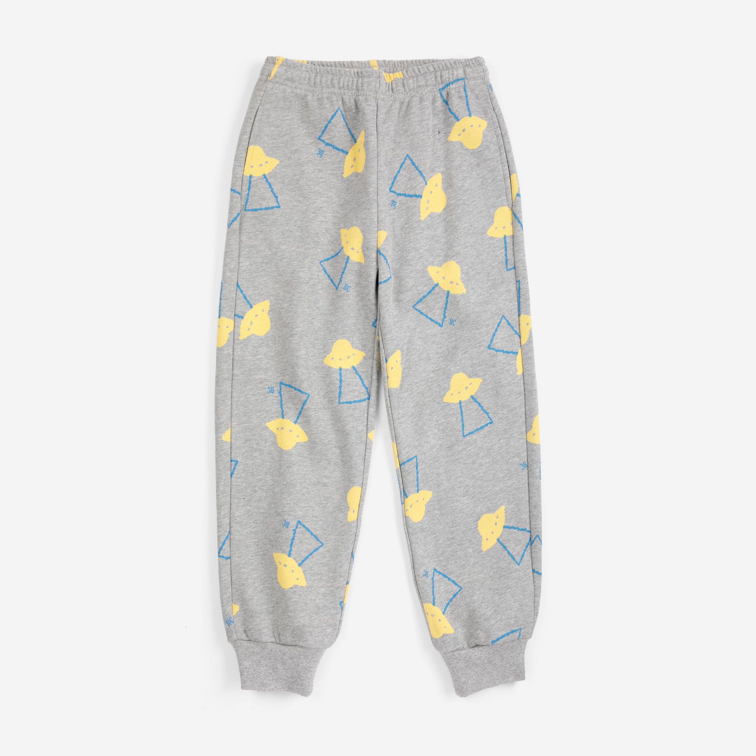 Bobo Choses-Kids Pixel Abduction All Over Jogging Pants Light Heather Grey