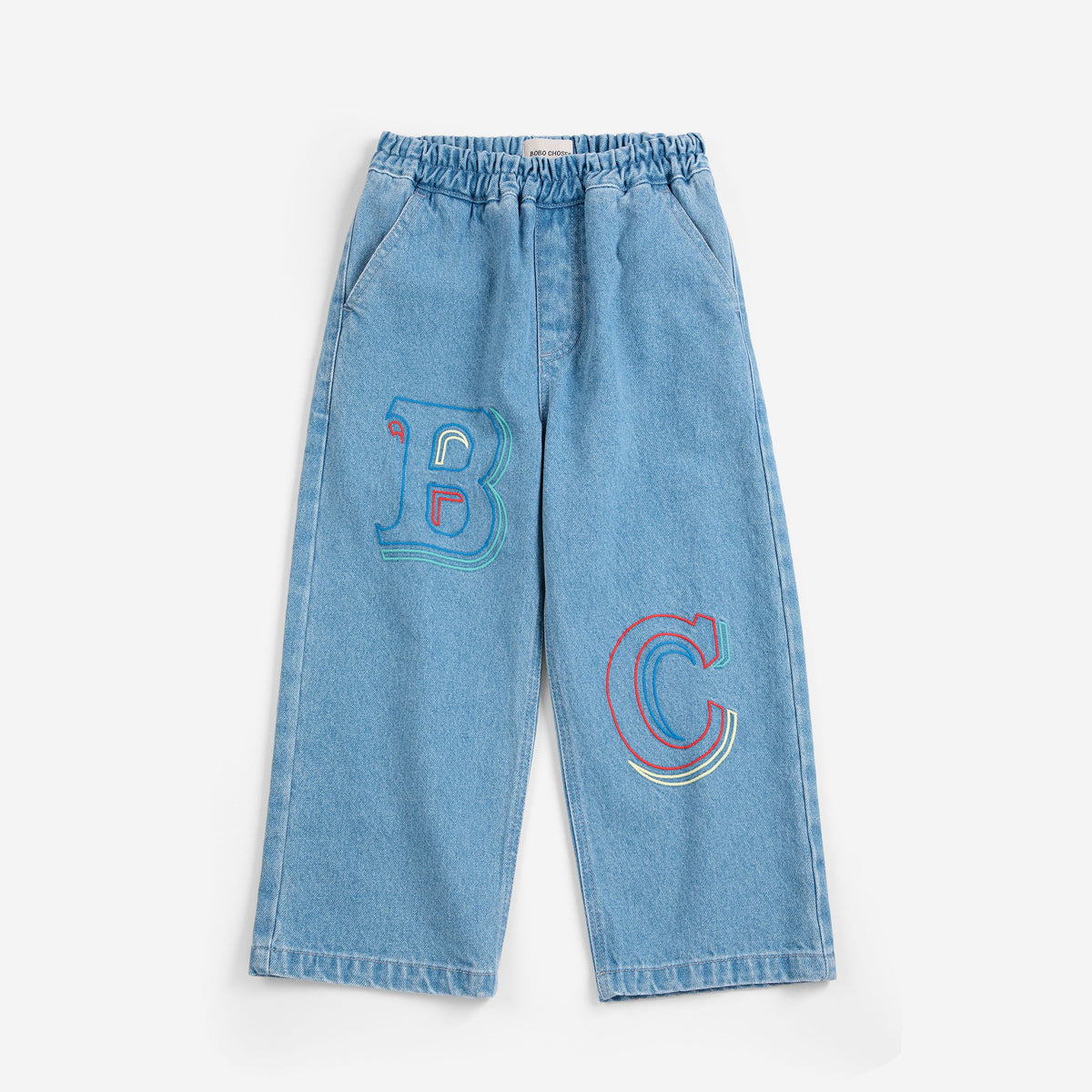 Bobo Choses-Kids Bobo Choses Embossed Denim Pants Blue