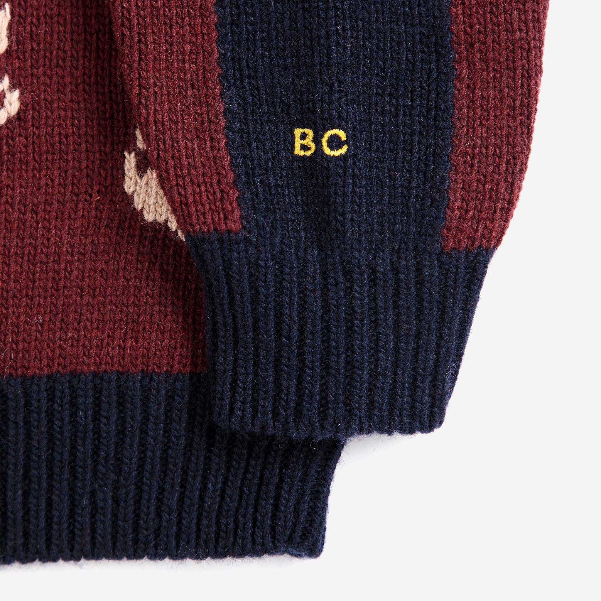 Bobo Choses-Kids Forest Scene Cardigan Burgundy Red