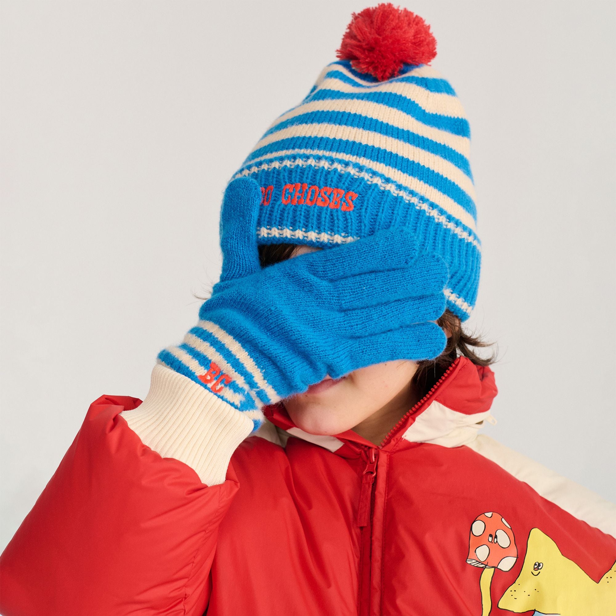 Bobo Choses-Kids Bobo Choses Knitted Gloves Light Blue