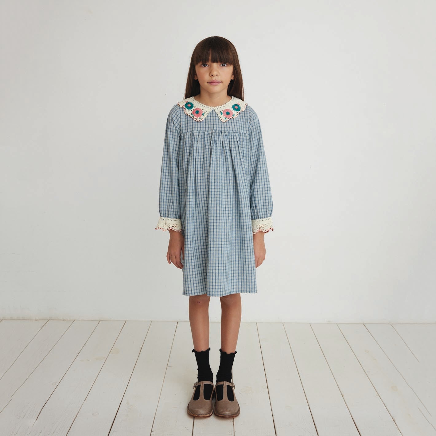 Bebe Organic-Girls Rhea Dress Blue Check