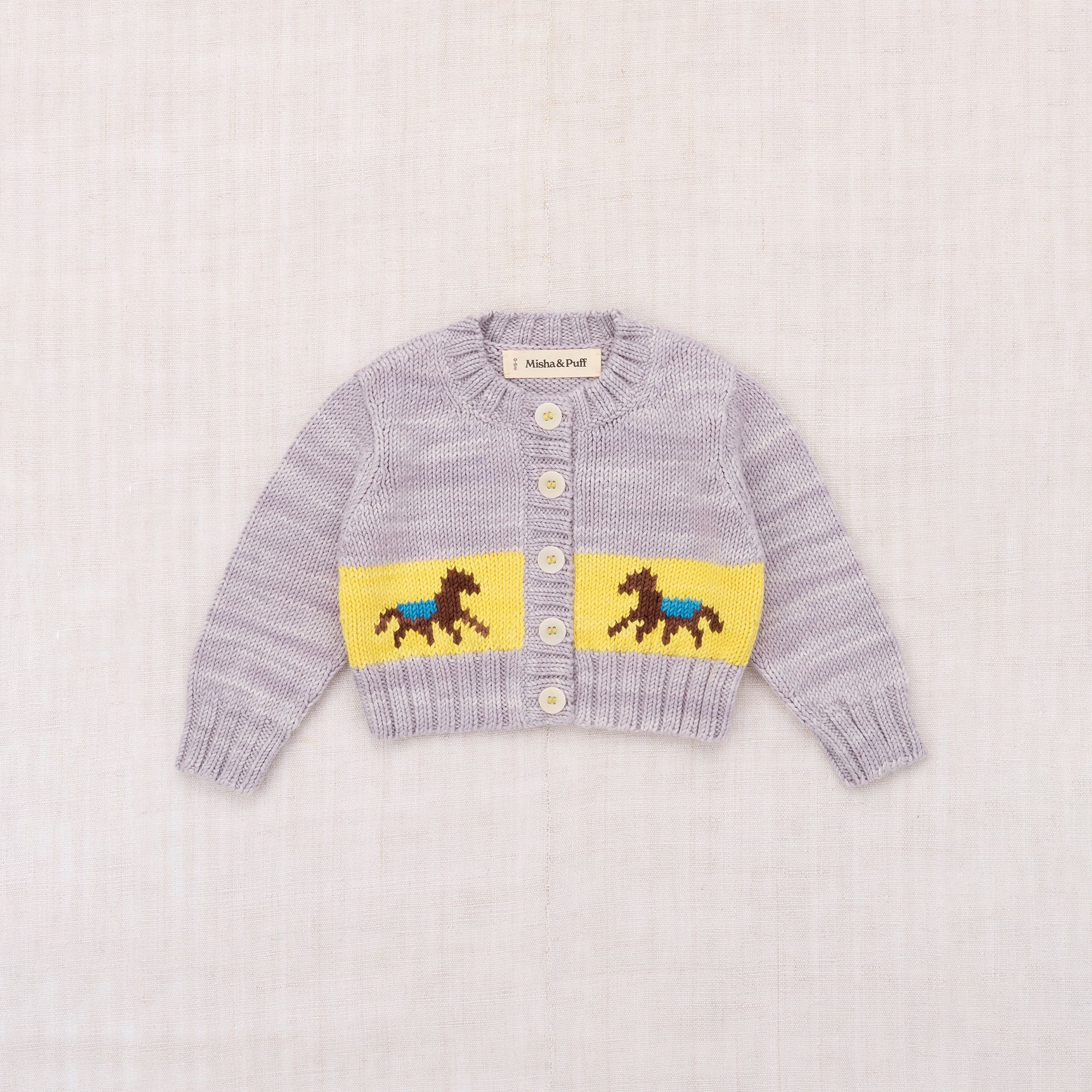 Misha & Puff-Baby Horse Trot Cardigan Mist
