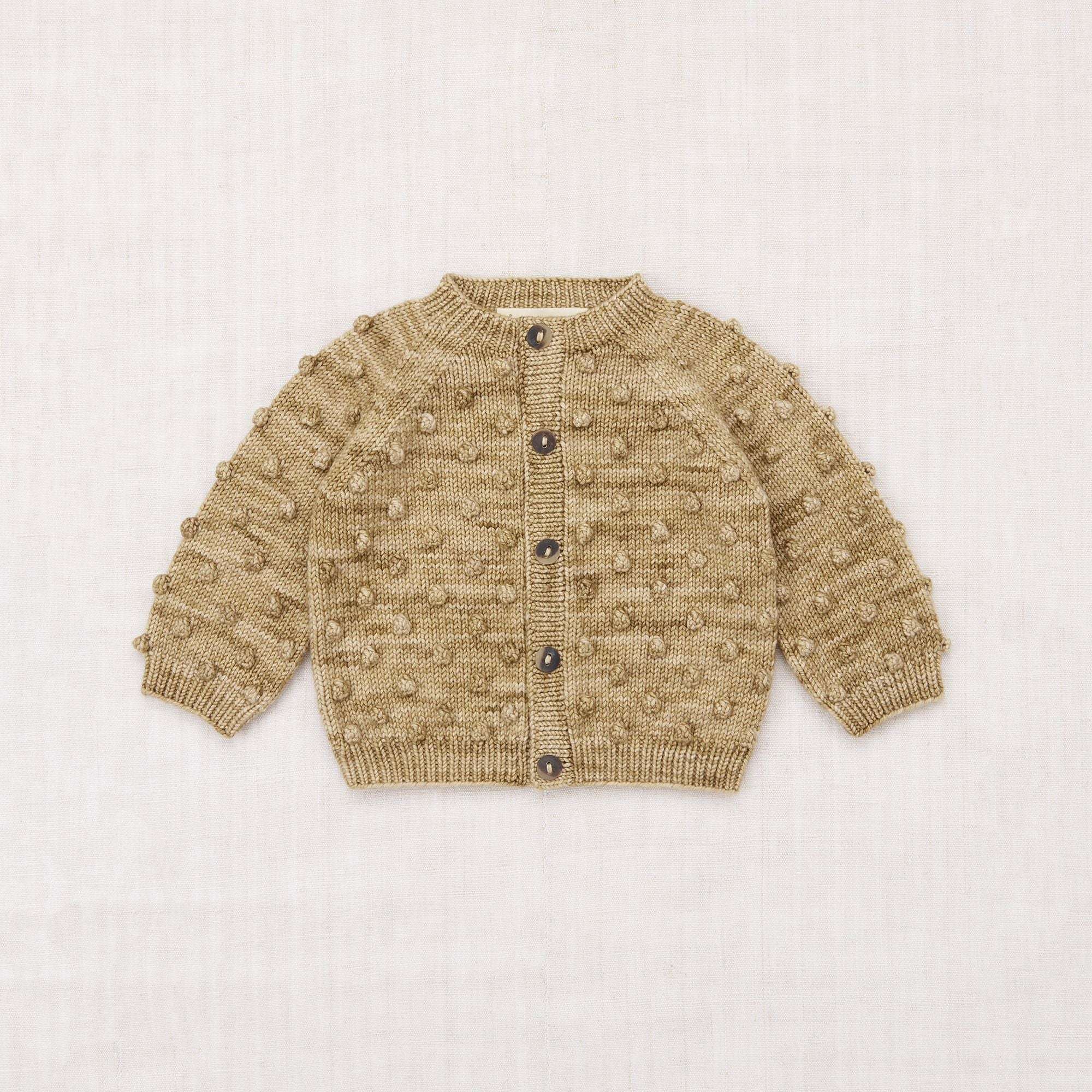 Misha & Puff-Baby Popcorn Cardigan Pebble