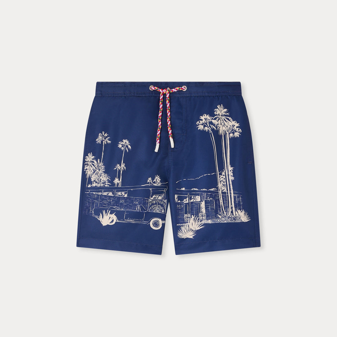 Bonpoint-Ariel Palm Spring Print Swim Shorts Indigo