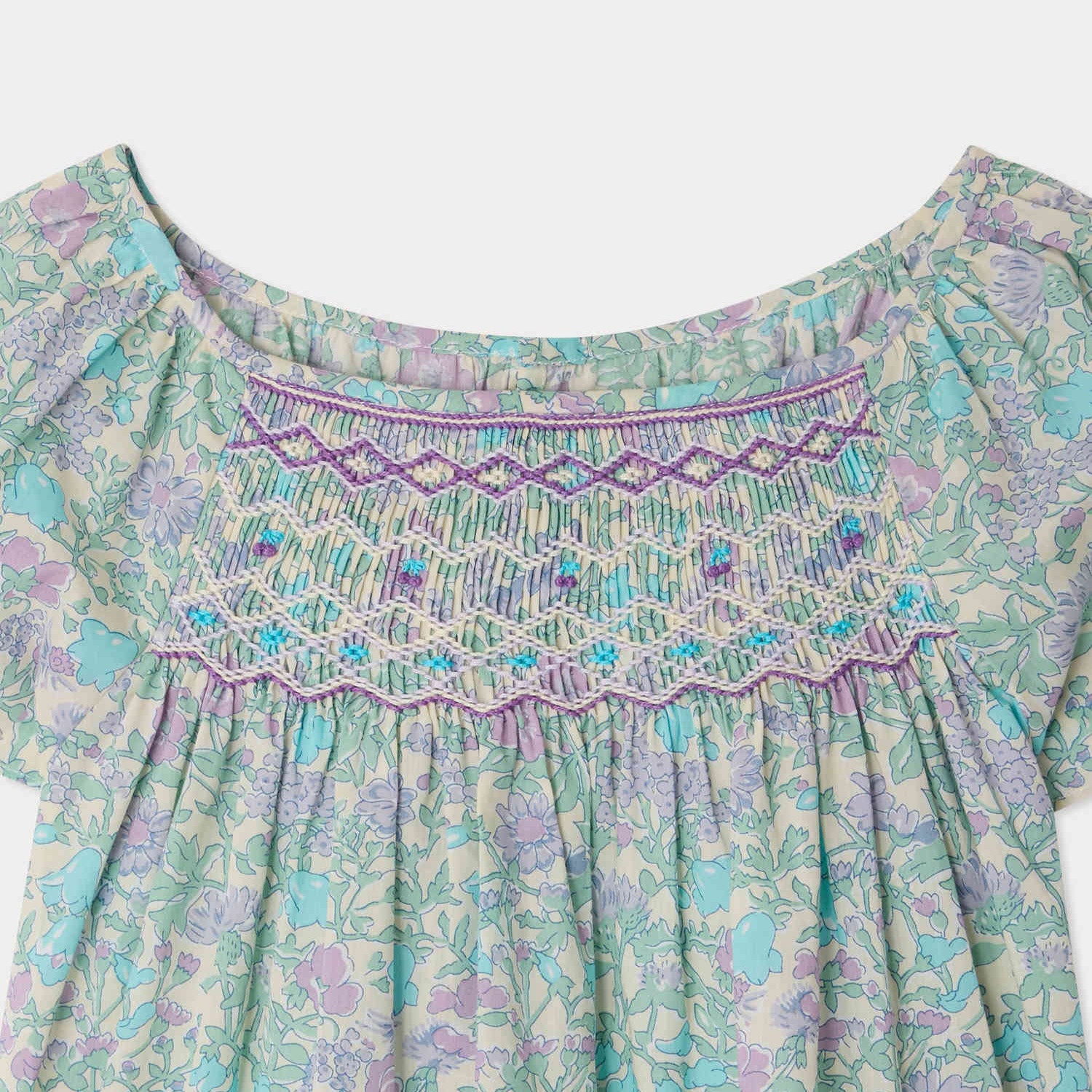 Bonpoint-Blouse Smockee Grenade Parme Clair