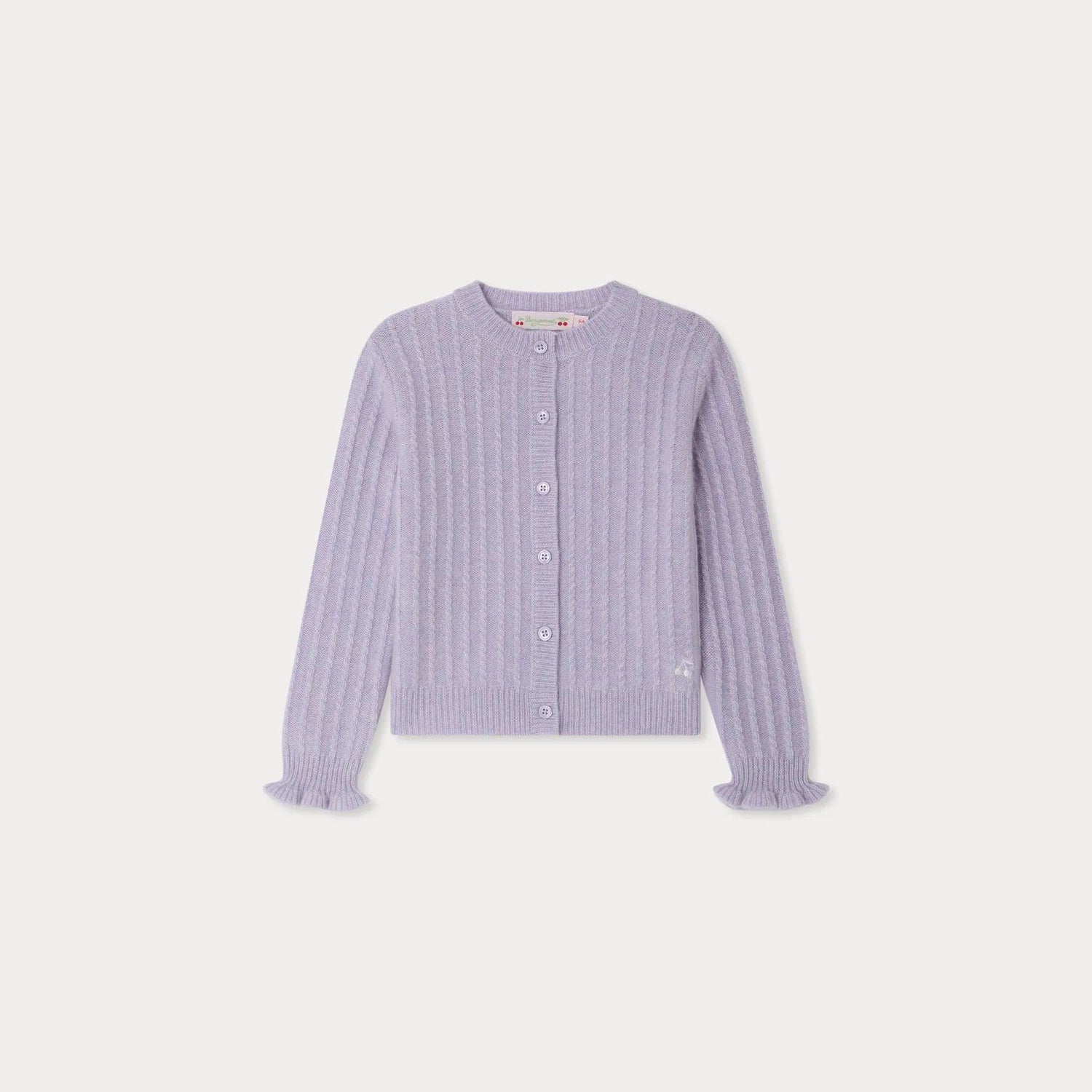 Bonpoint-Lena cardigan with ruffled trim in cashmere Lilas
