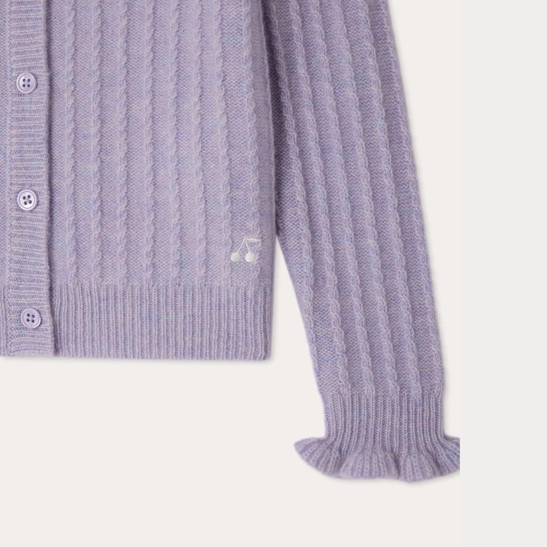 Bonpoint-Lena cardigan with ruffled trim in cashmere Lilas