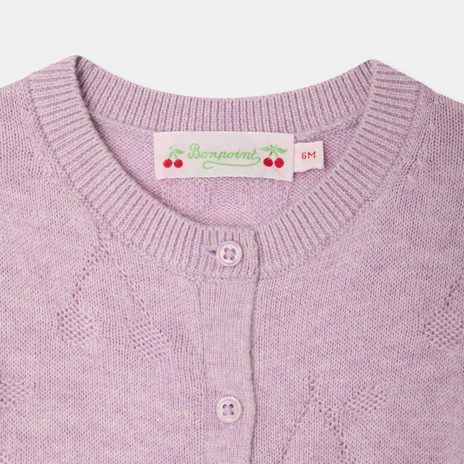 Bonpoint-Teyana cardigan in organic cotton and cashmere Lilas