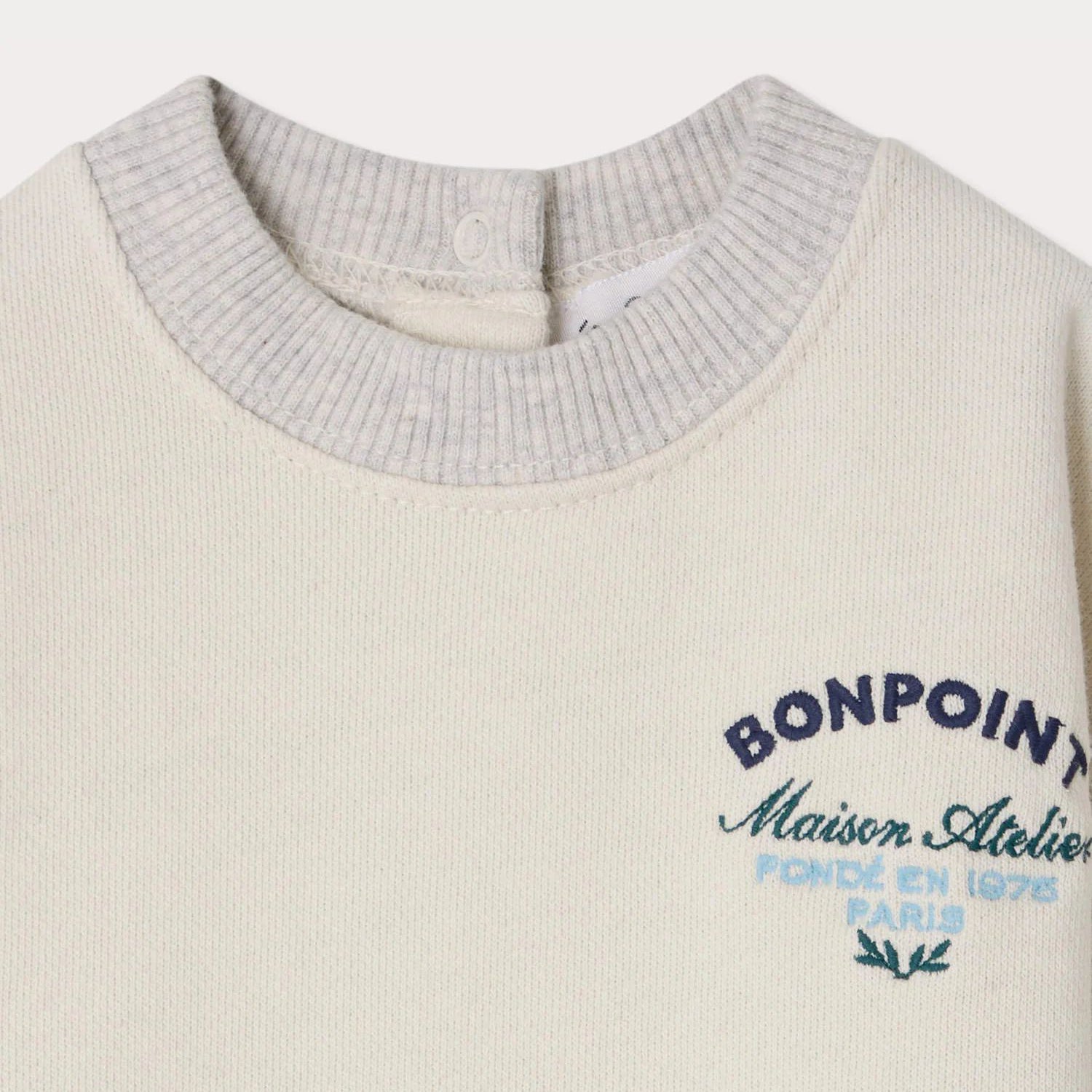 Bonpoint-Dady heathered sweatshirt in organic cotton Gris Chine