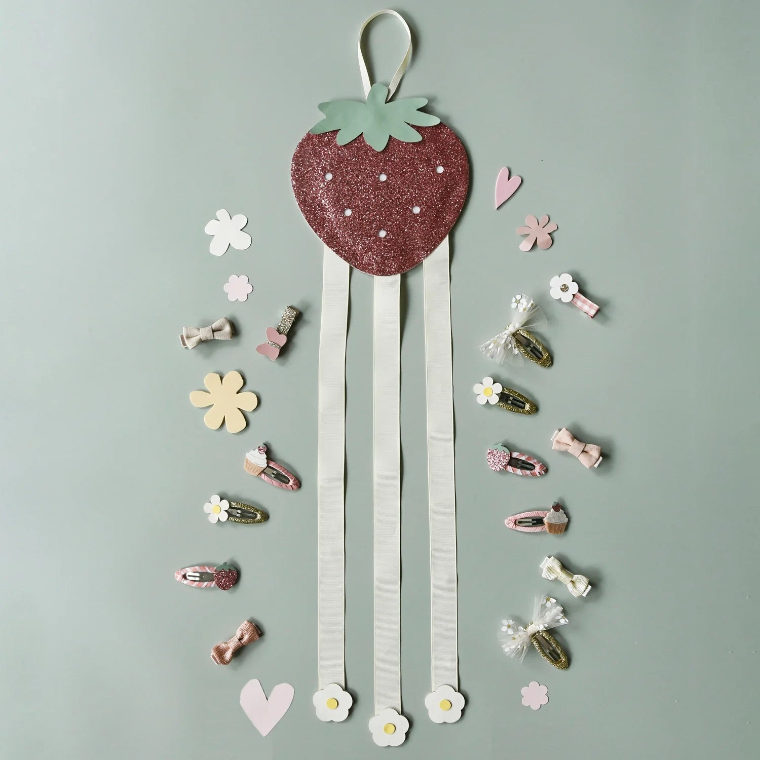 Rockahula Kids-Sweet Strawberry 3 Ribbon Clip Hanger