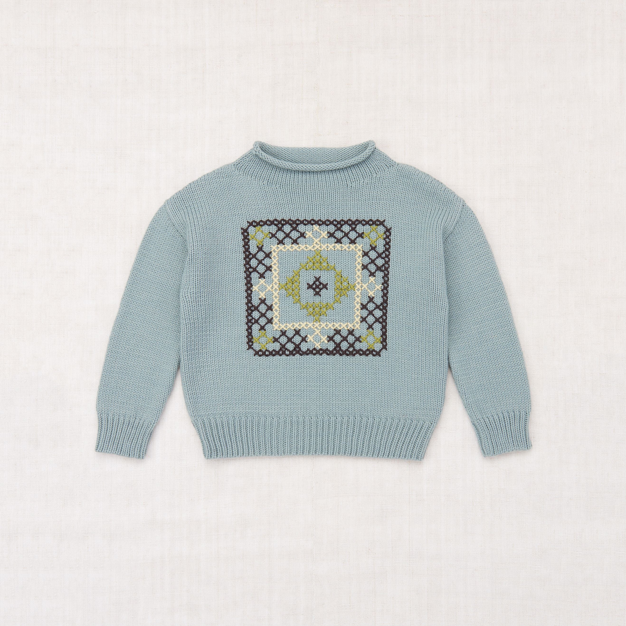 ◆美品◆misha&puff◆Plain Ski Sweater◆2/3y Misha & Puff-Cross Stitch Simple Sweater Overcast