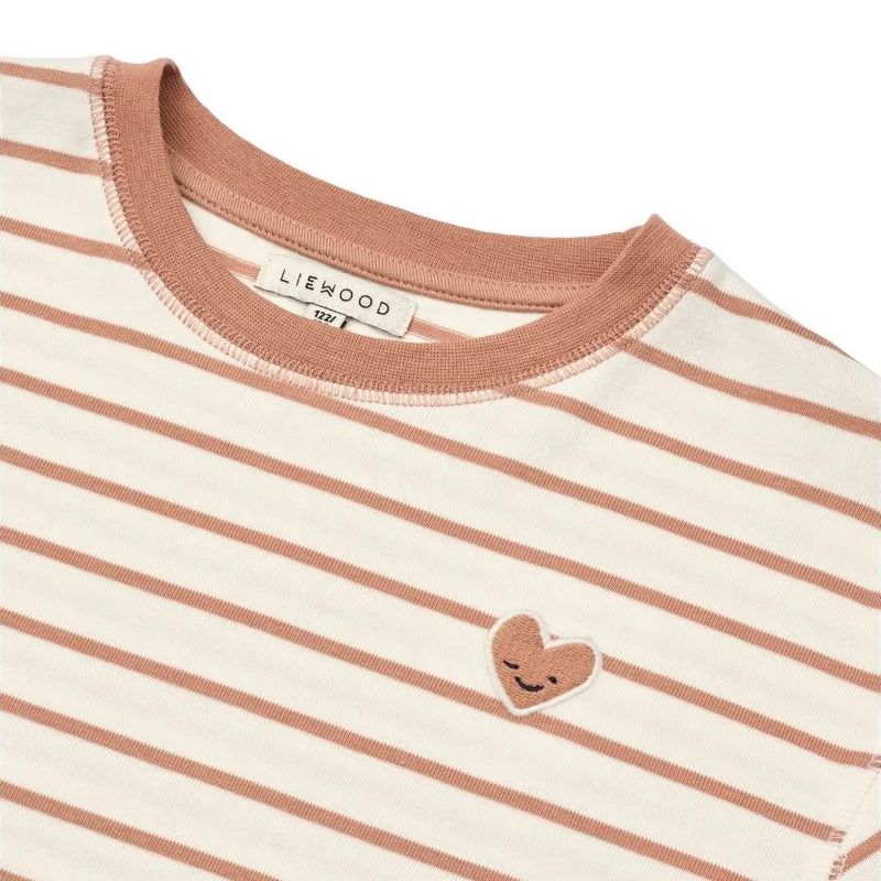 Liewood-Tyler Stripe LS T-shirt Heart Tuscany rose / Creme de la creme