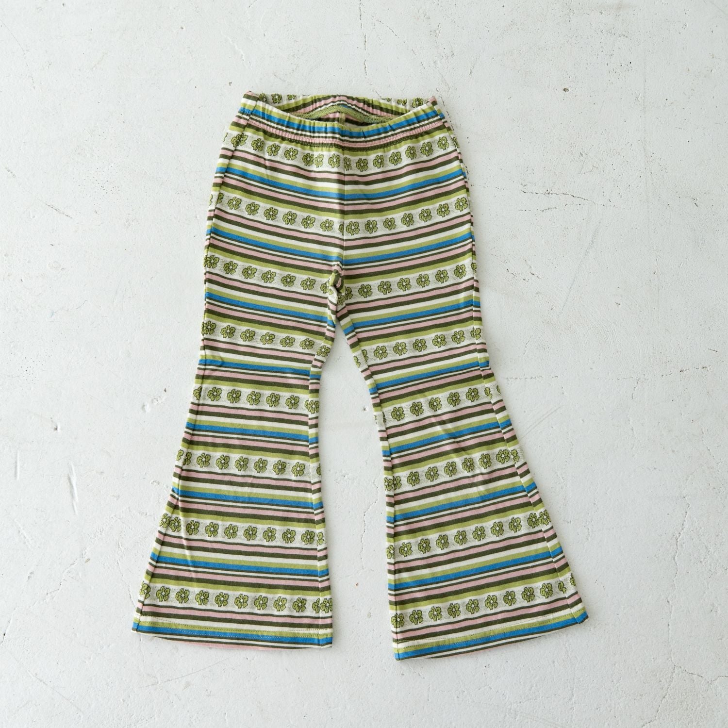 Solii + Solä - Girls Flower Flare Pants Green-mix