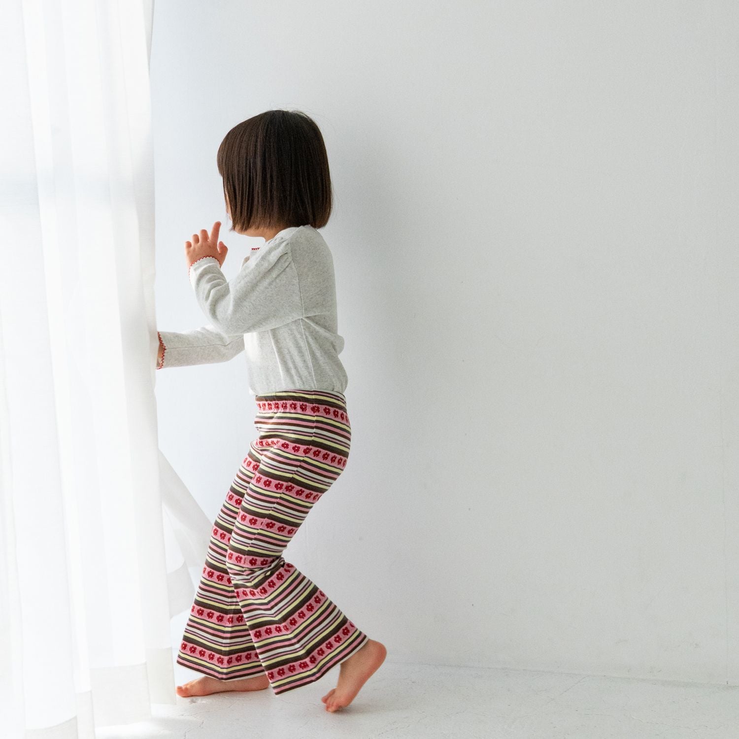 Solii + Solä - Girls Flower Flare Pants Pink-mix