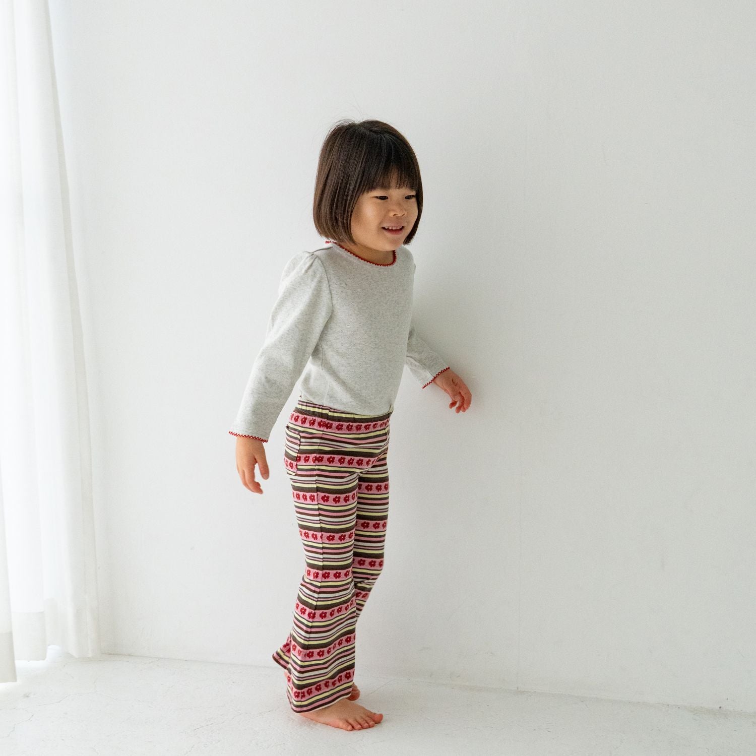 Solii + Solä - Girls Flower Flare Pants Pink-mix