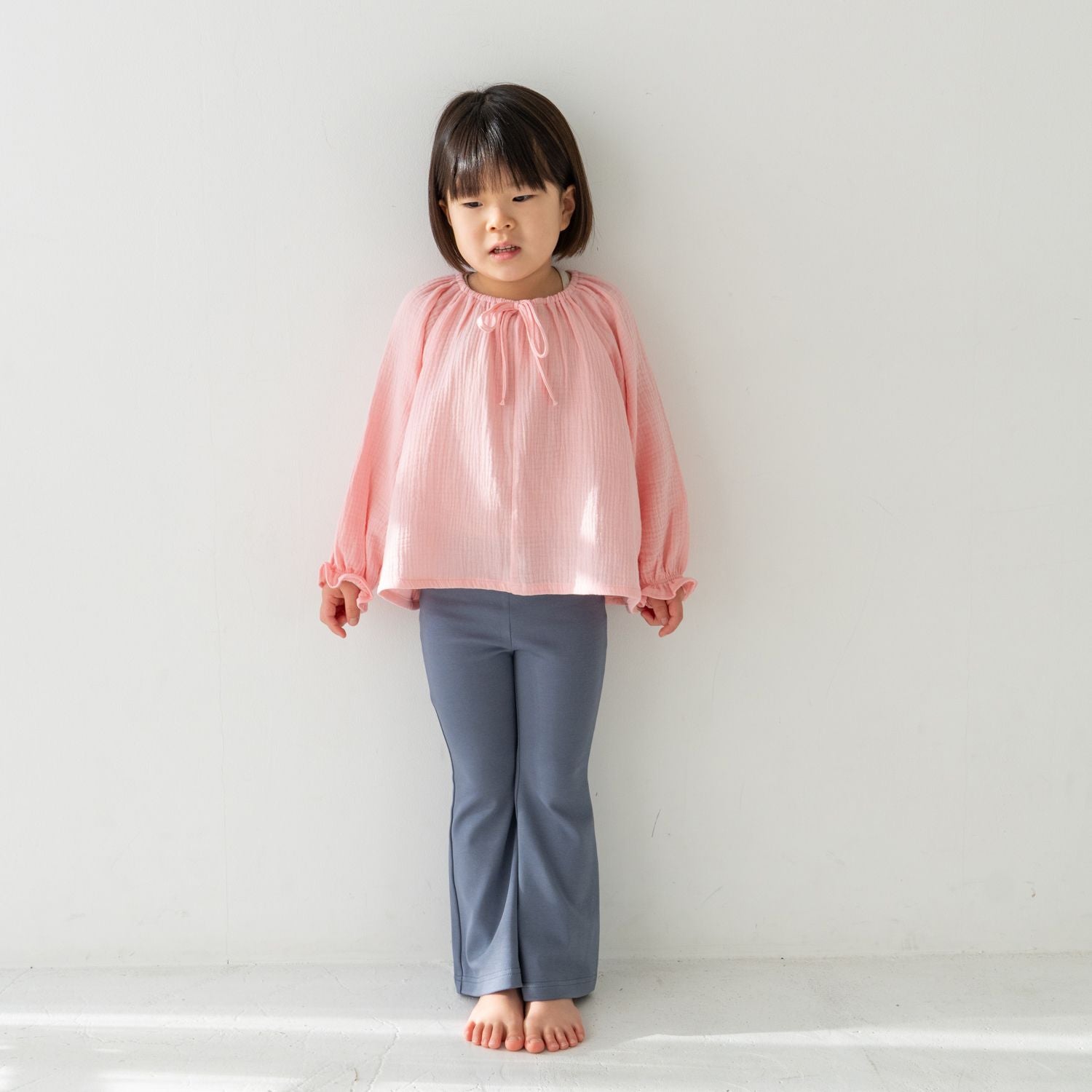 Solii + Solä - Girls Flare Cotton Pants Navy