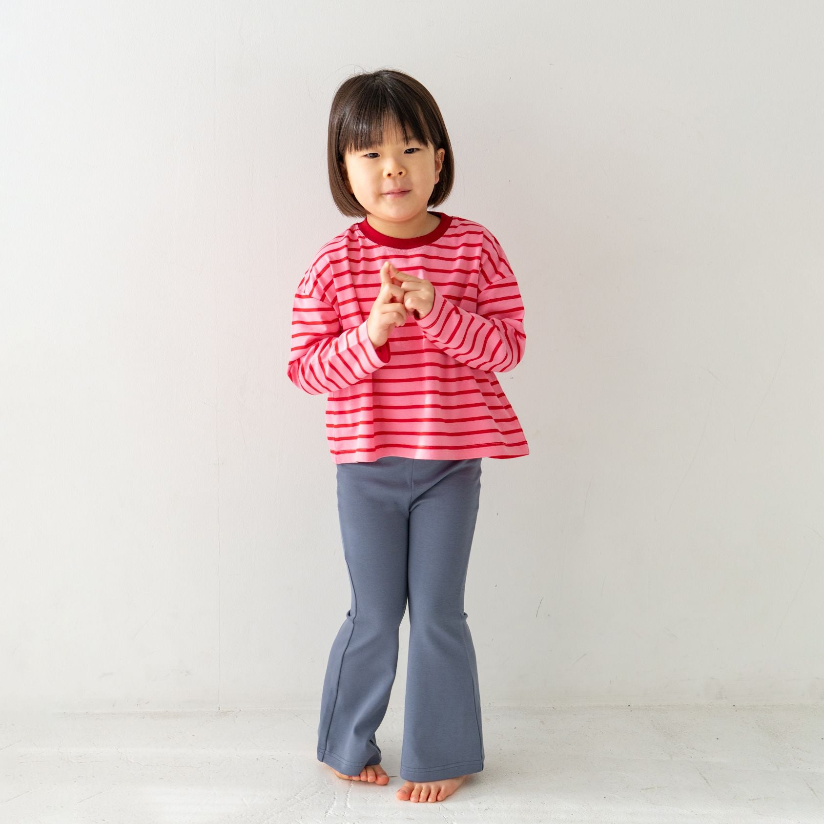 Solii + Solä - Girls Flare Cotton Pants Navy