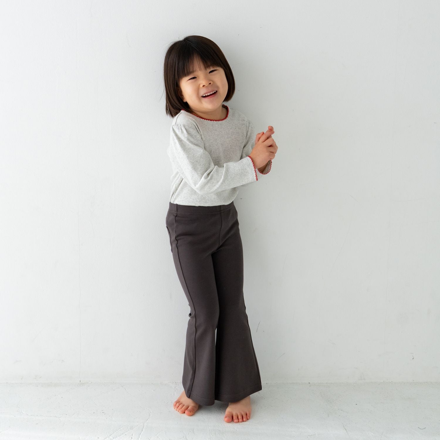 Solii + Solä - Girls Flare Cotton Pants Charcoal