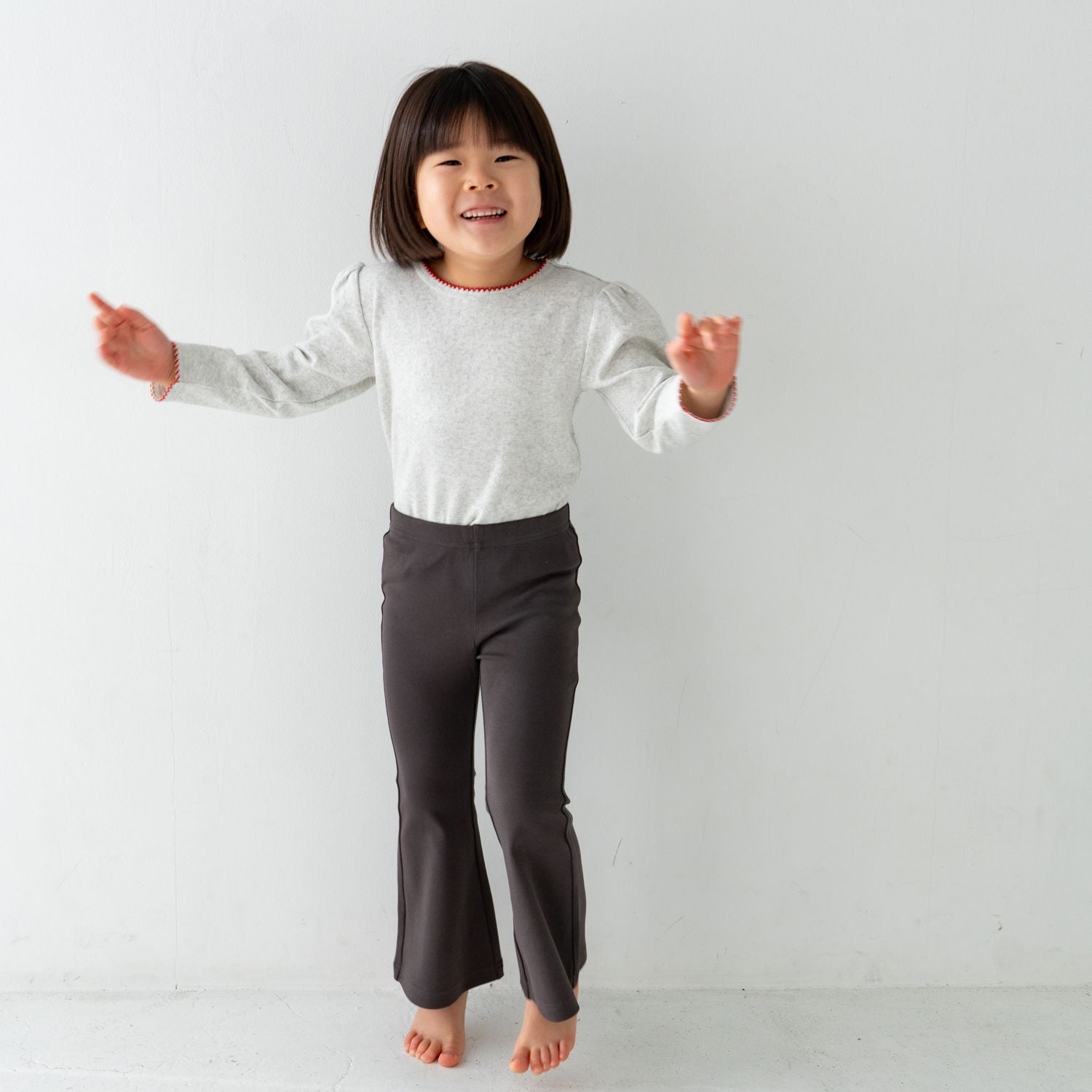 Solii + Solä - Girls Flare Cotton Pants Charcoal