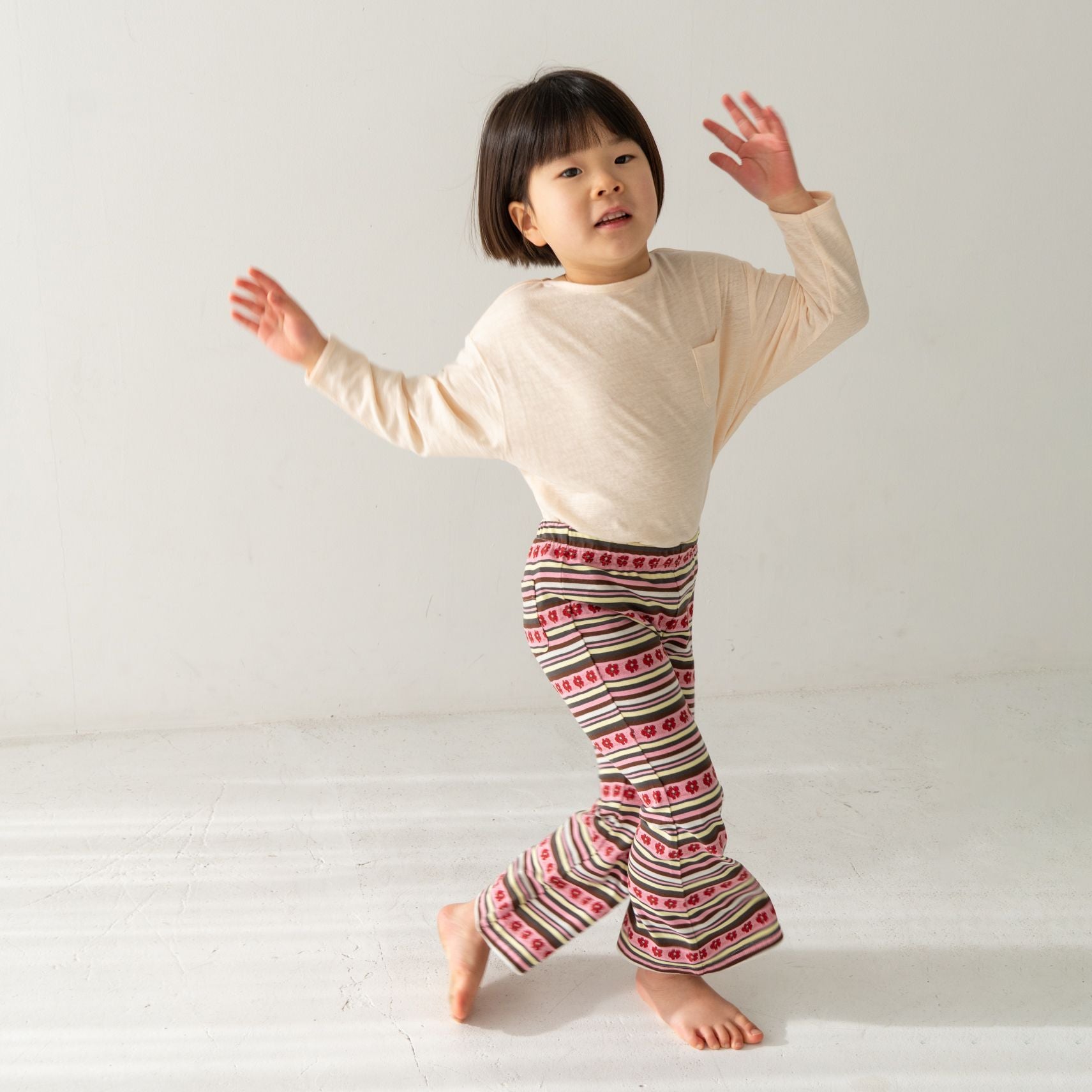 Solii + Solä - Girls Flower Flare Pants Pink-mix