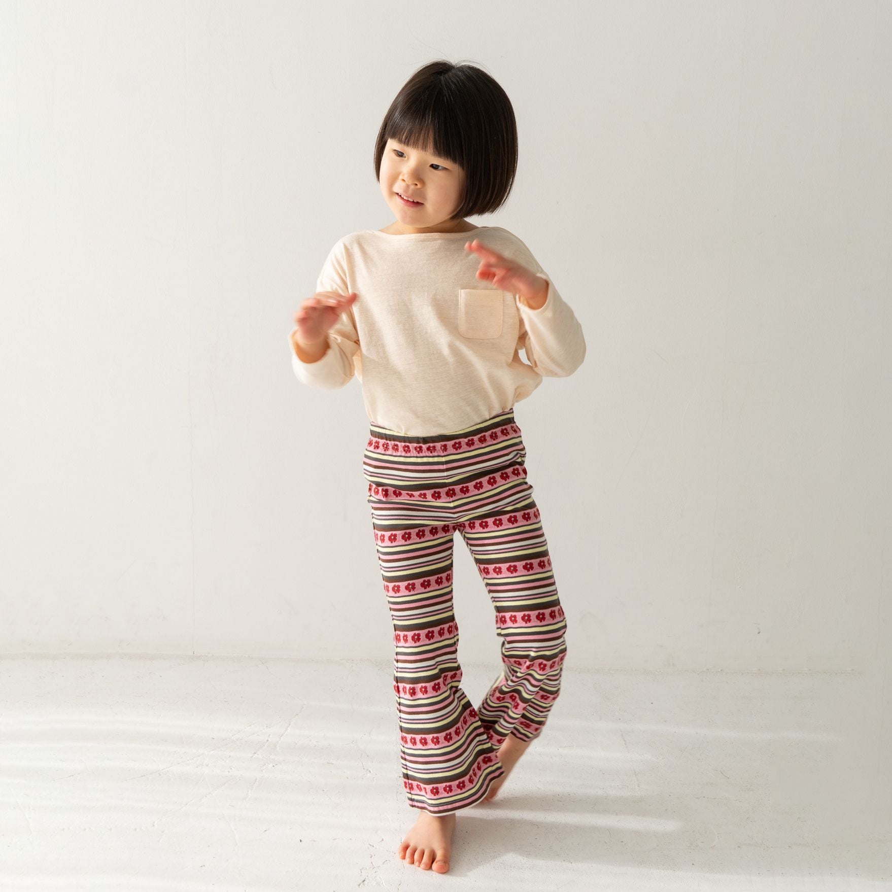 Solii + Solä - Girls Flower Flare Pants Pink-mix