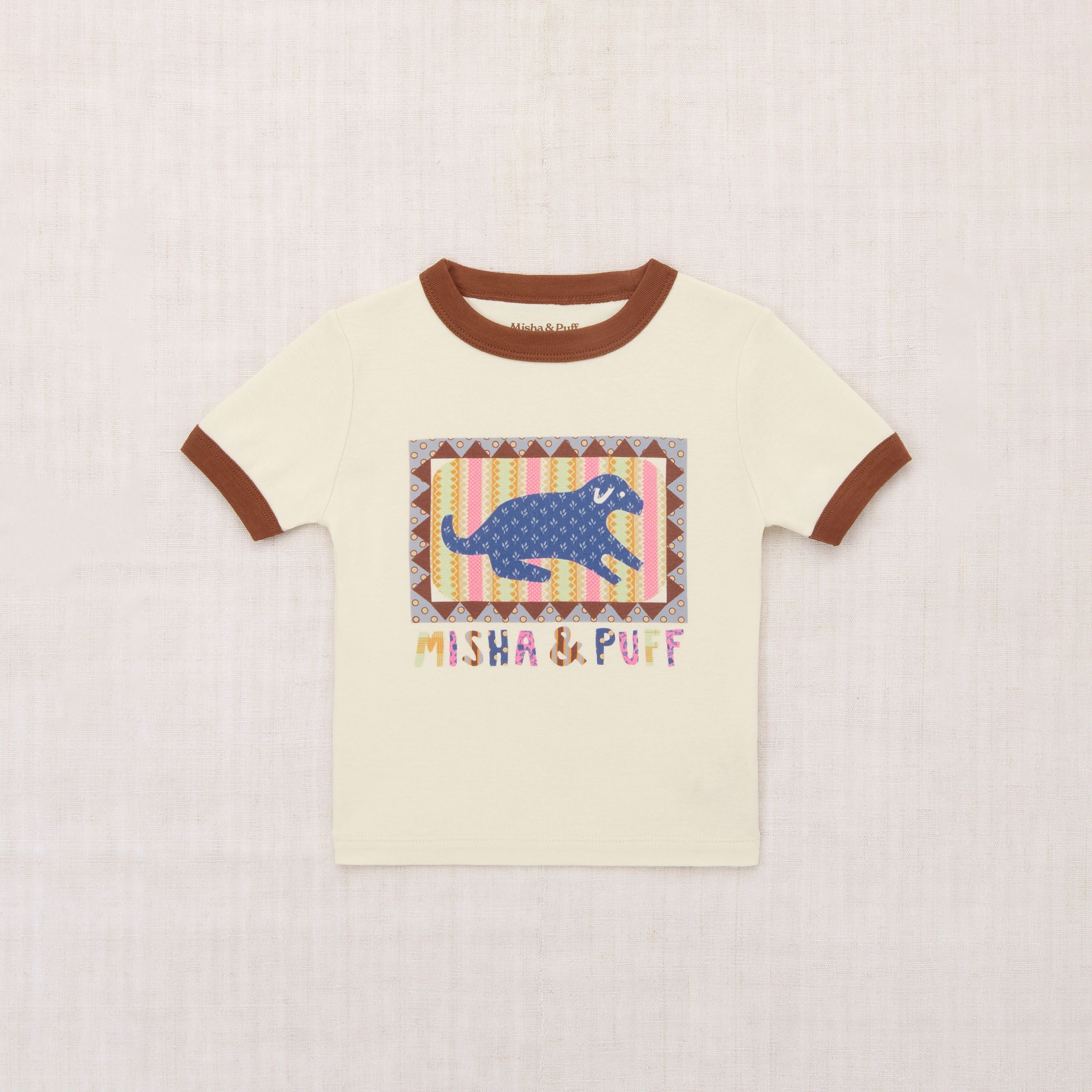 Misha & Puff-Kids Dog Collage Riger Tee Marzipan