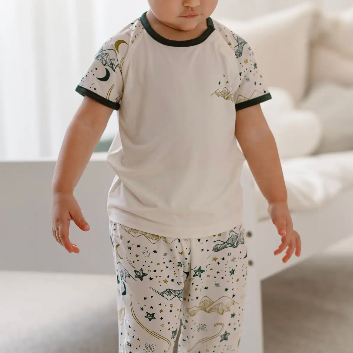 Nest Designs-Kids Short Sleeve Play Set Stars White