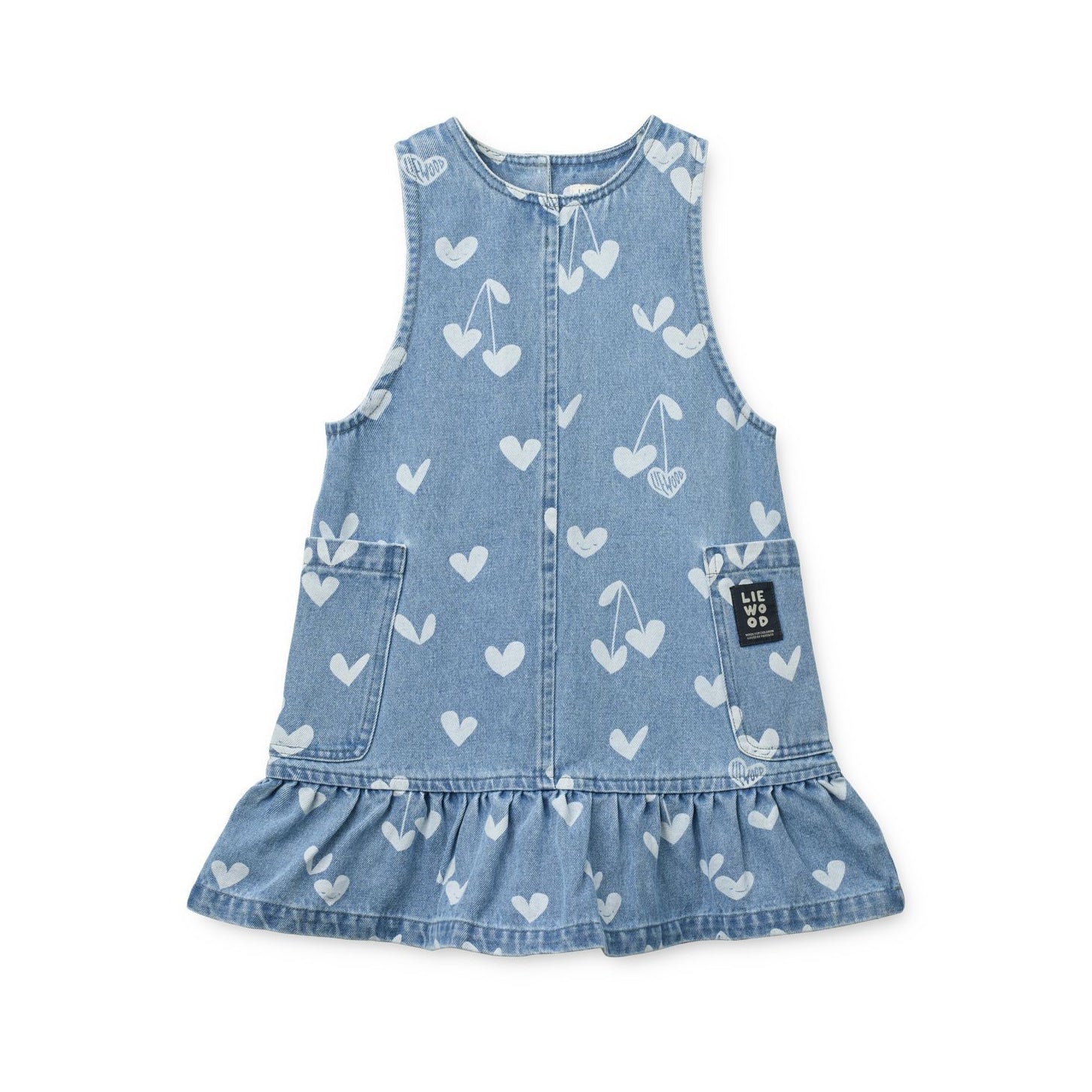 Liewood-Angelica Printed Denim frill Dress Sweethearts / light blue denim