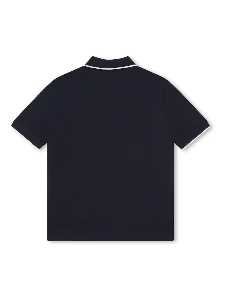 Boss-Cotton Pique Short Sleeves Polo Navy