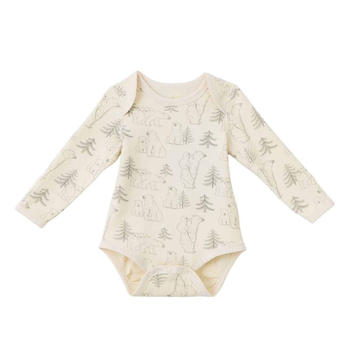 Blara Organic House-Envelope Long Sleeve Bodysuit Polar Bear Family