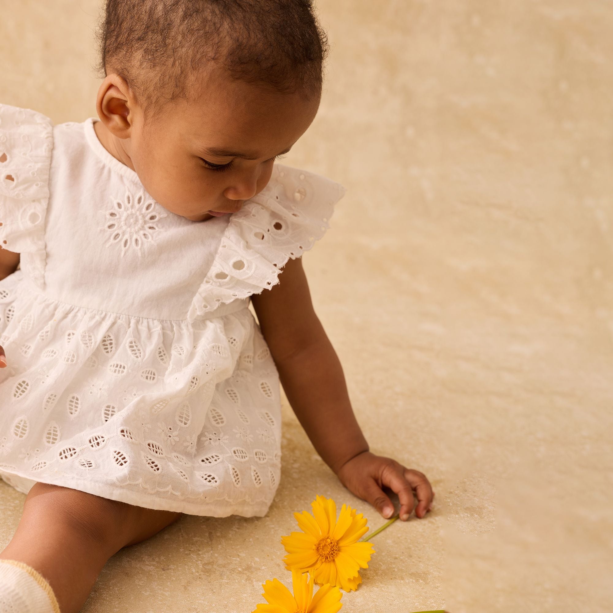 Louise Misha-Baby Girls Rompers Lenali Off White Schiffli