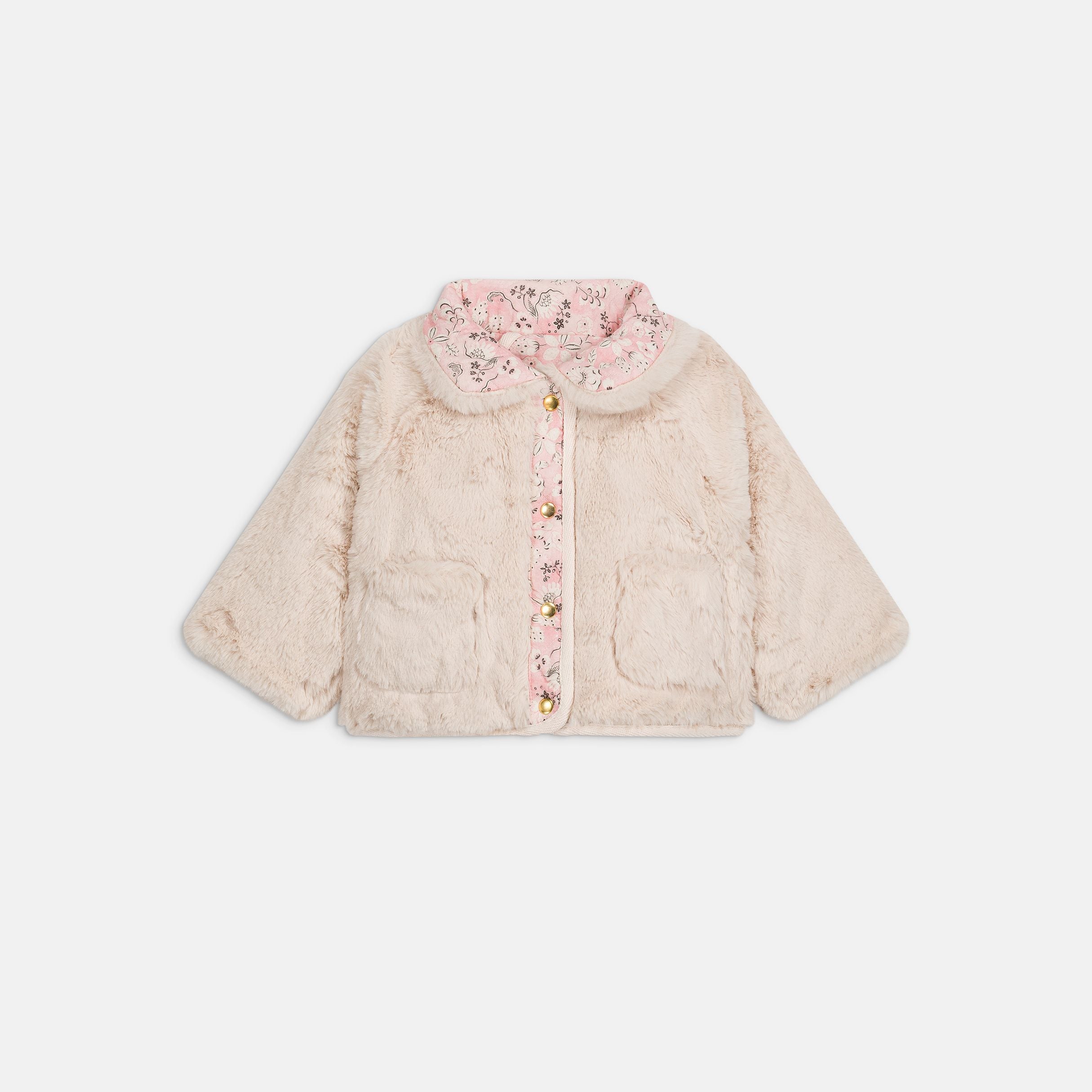 Louise Misha-Baby Girls Reversible Coat Jasmina Pink Linden Blossom