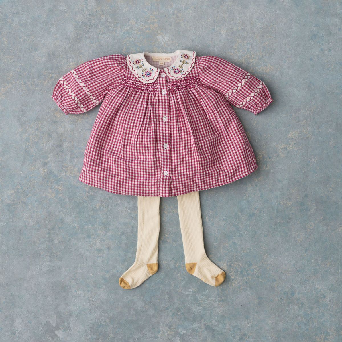 Louise Misha-Baby Girls Dress Delinia Raspberry Checks