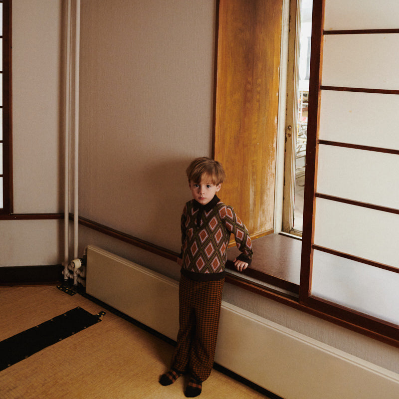 FUB-Kids Checked Pants dark navy/burnt amber